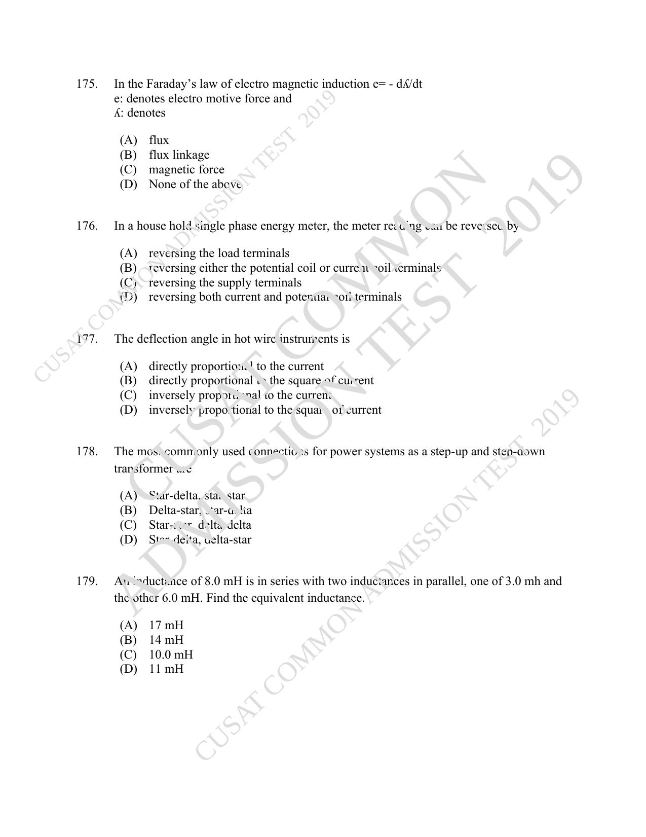 CUSAT CAT 2019 Blet Question Paper With Answer Key - Page 49