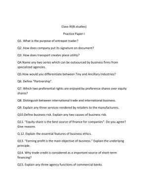 CBSE Worksheets for Class 11 Business Studies Assignment 2