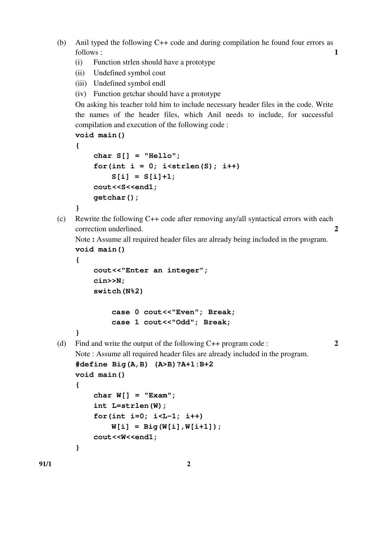 CBSE Class 12 91-1 _Computer Science 2017 Question Paper - Page 2