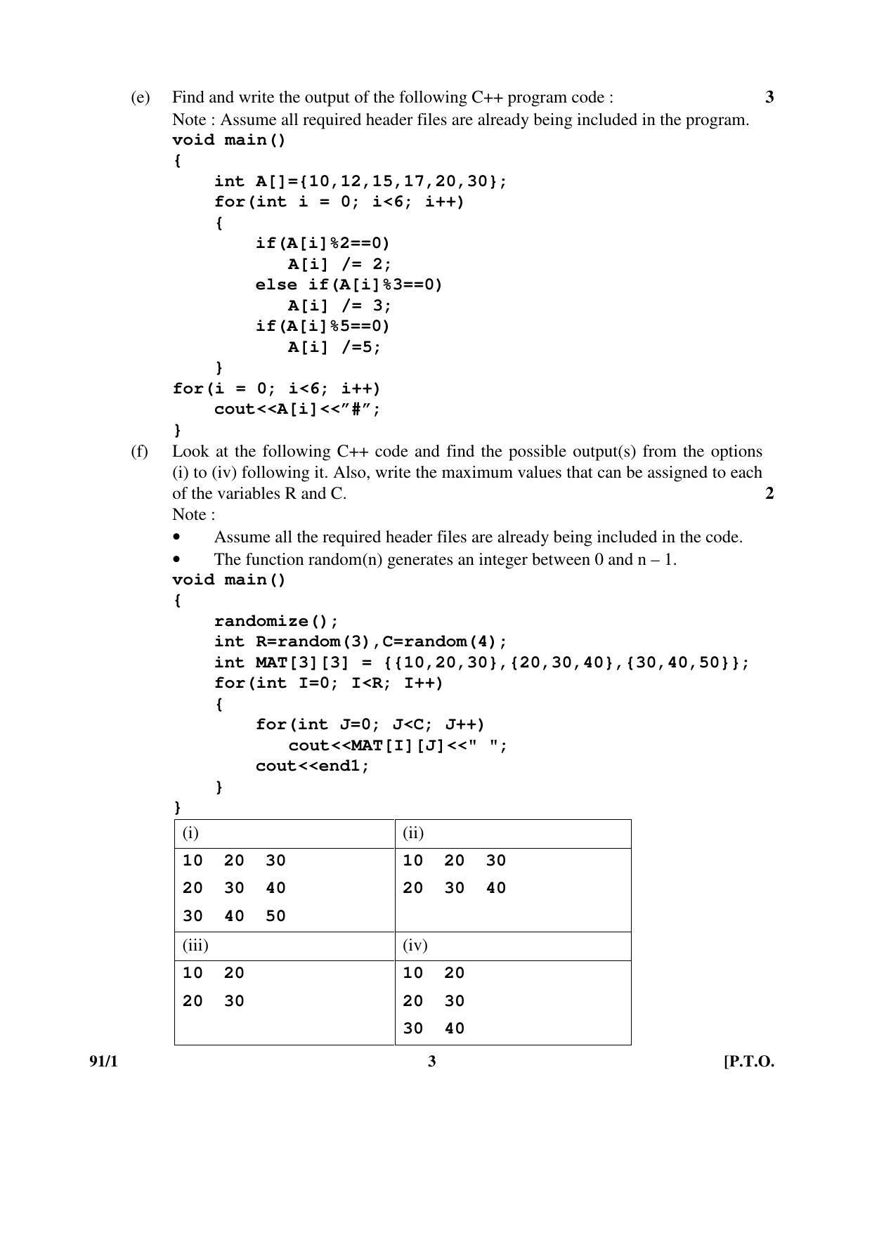 CBSE Class 12 91-1 _Computer Science 2017 Question Paper - Page 3