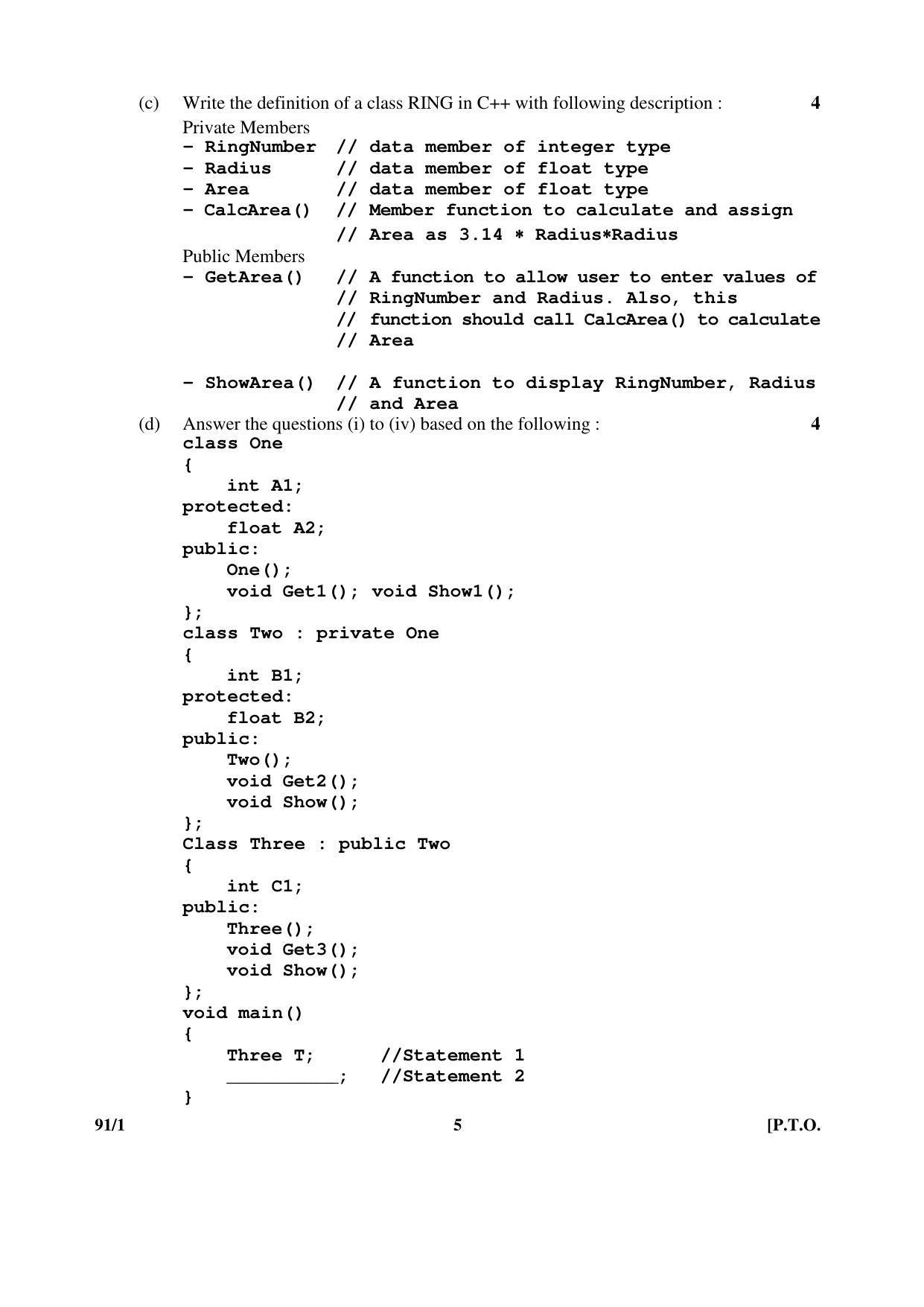 CBSE Class 12 91-1 _Computer Science 2017 Question Paper - Page 5