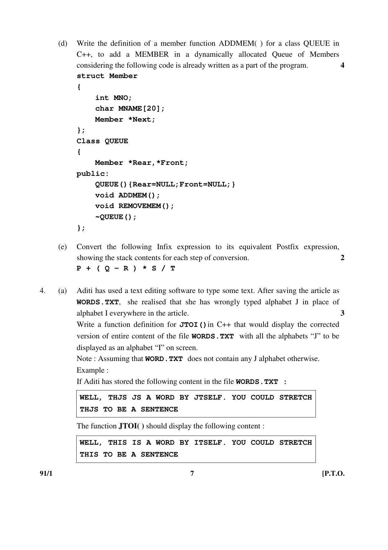 CBSE Class 12 91-1 _Computer Science 2017 Question Paper - Page 7