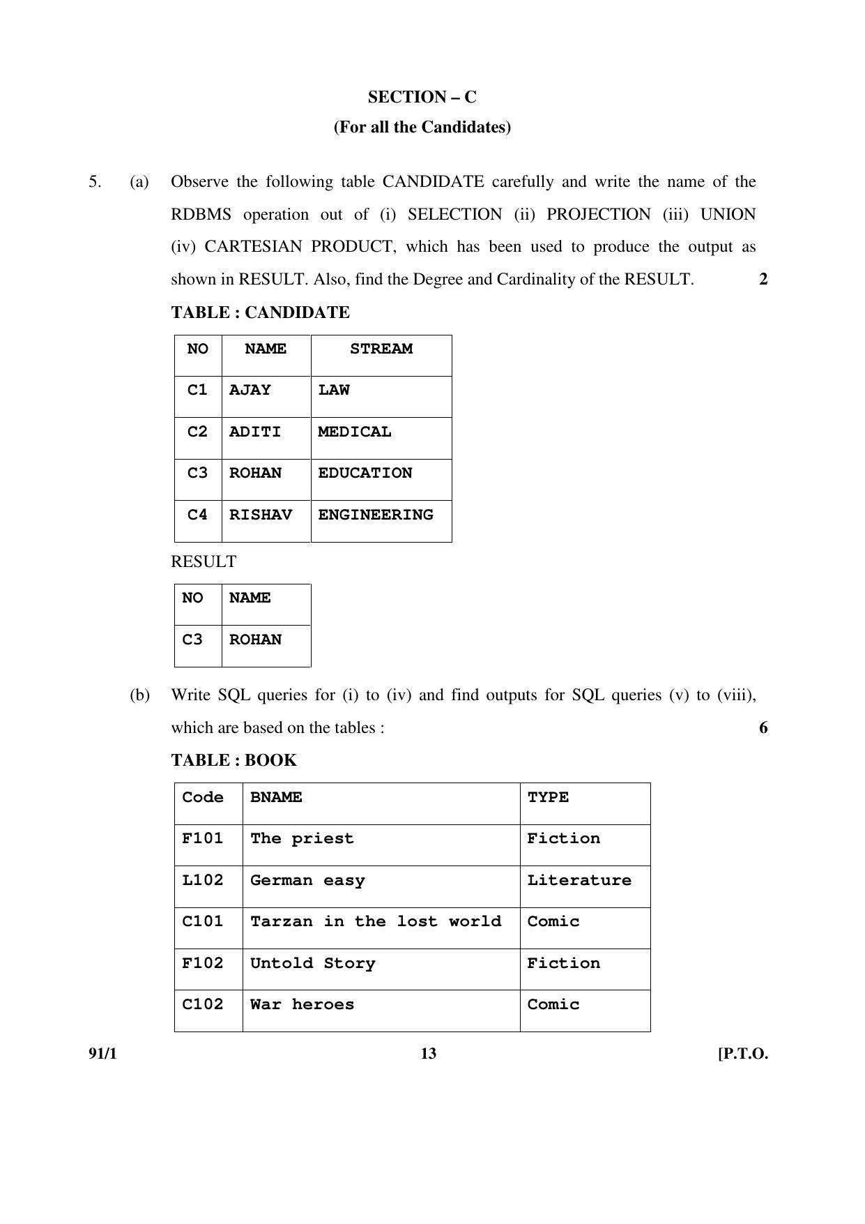 CBSE Class 12 91-1 _Computer Science 2017 Question Paper - Page 13