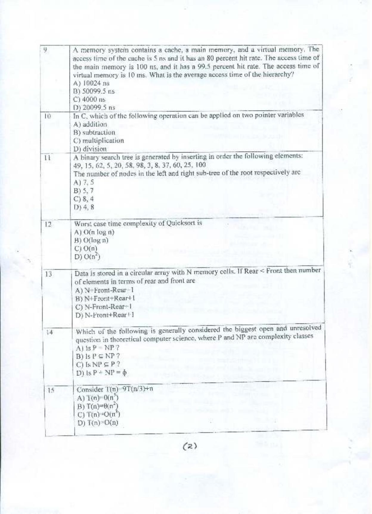 PU MPET Computer Science and Engineering 2015 Question Paper - Page 3