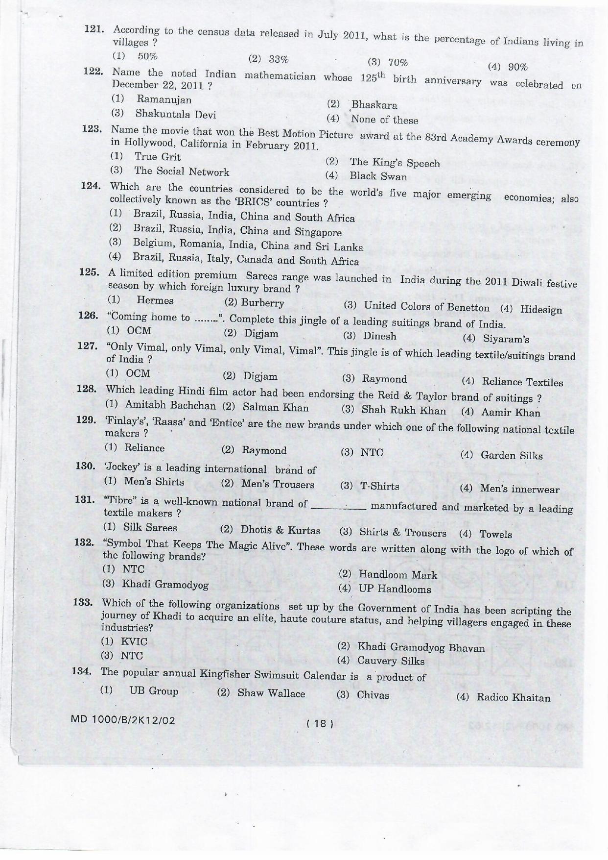 NIFT 2012 Combined Sample Paper - Page 46