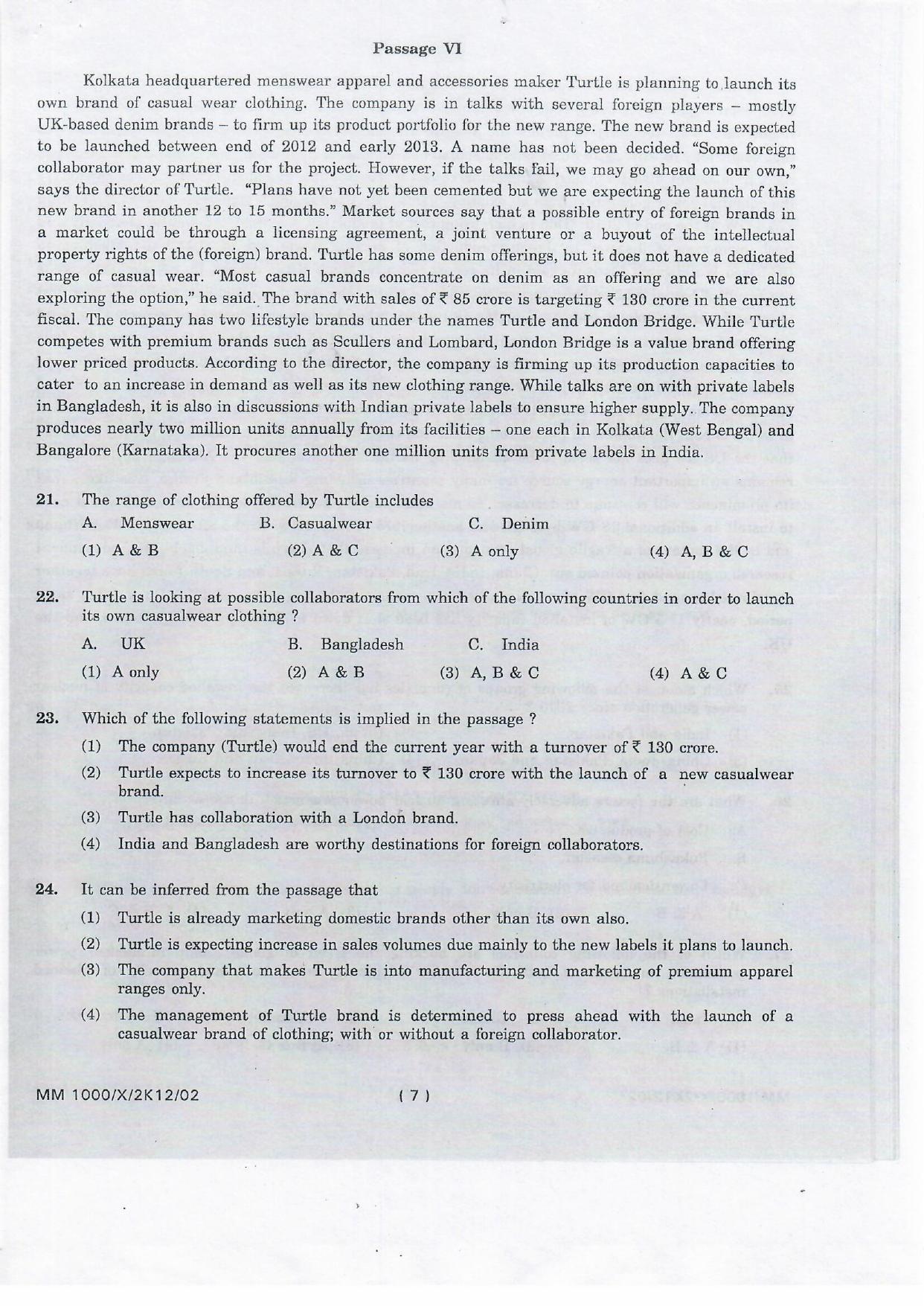 NIFT 2012 Combined Sample Paper - Page 54