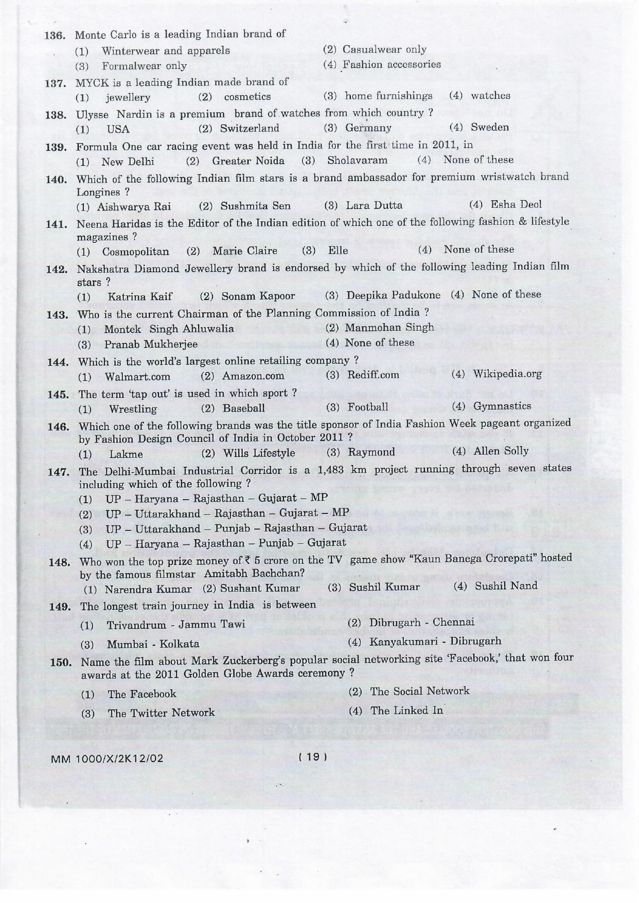 NIFT 2012 Combined Sample Paper - Page 66