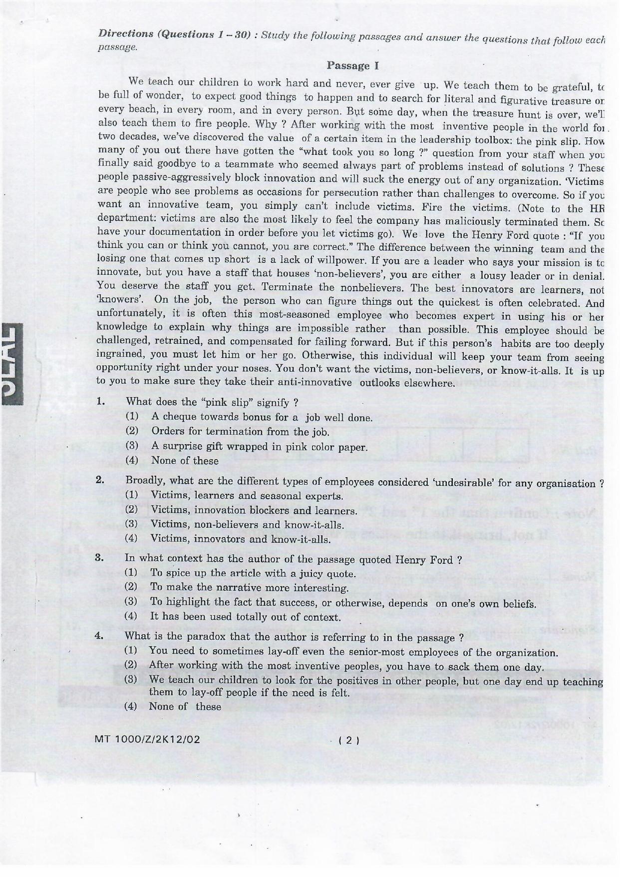 NIFT 2012 Combined Sample Paper - Page 68