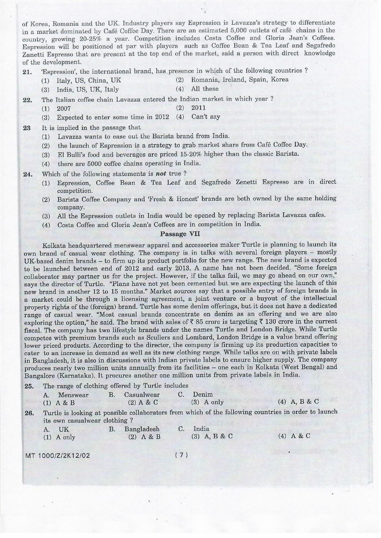 NIFT 2012 Combined Sample Paper - Page 73