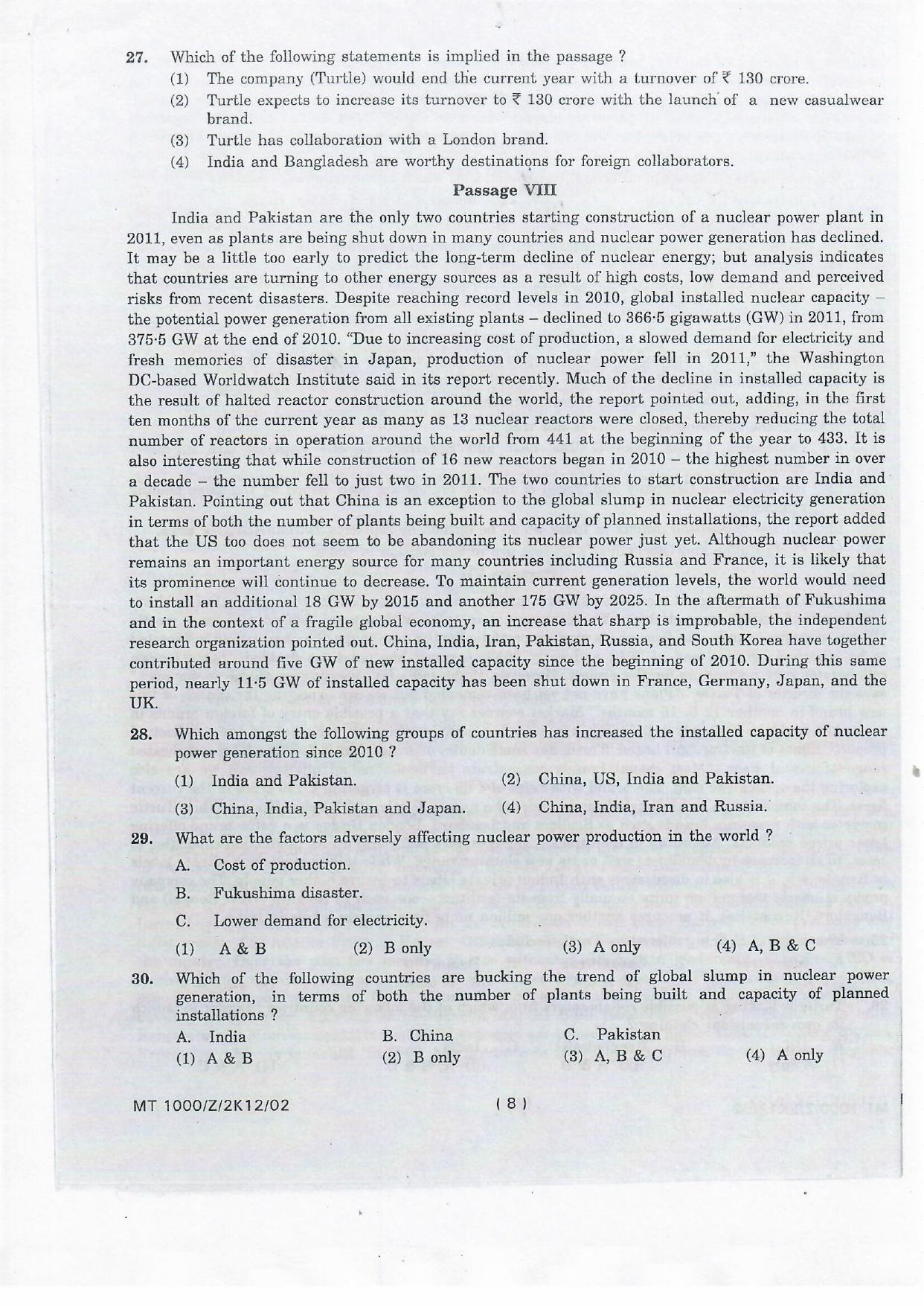 NIFT 2012 Combined Sample Paper - Page 74