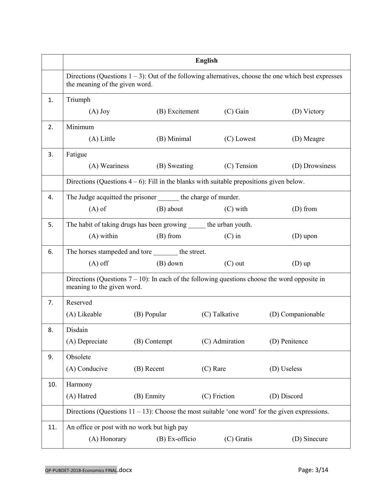 PUBDET 2018 Economics Question Papers - Page 3