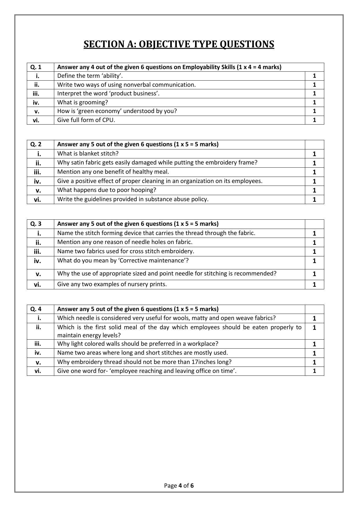 CBSE Class 9 Apparel Skill Education-Sample Paper 2024 - Page 4