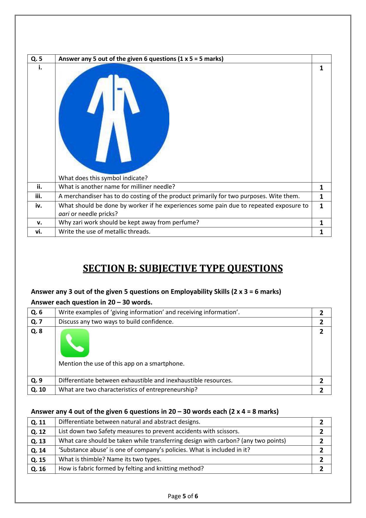 CBSE Class 9 Apparel Skill Education-Sample Paper 2024 - Page 5