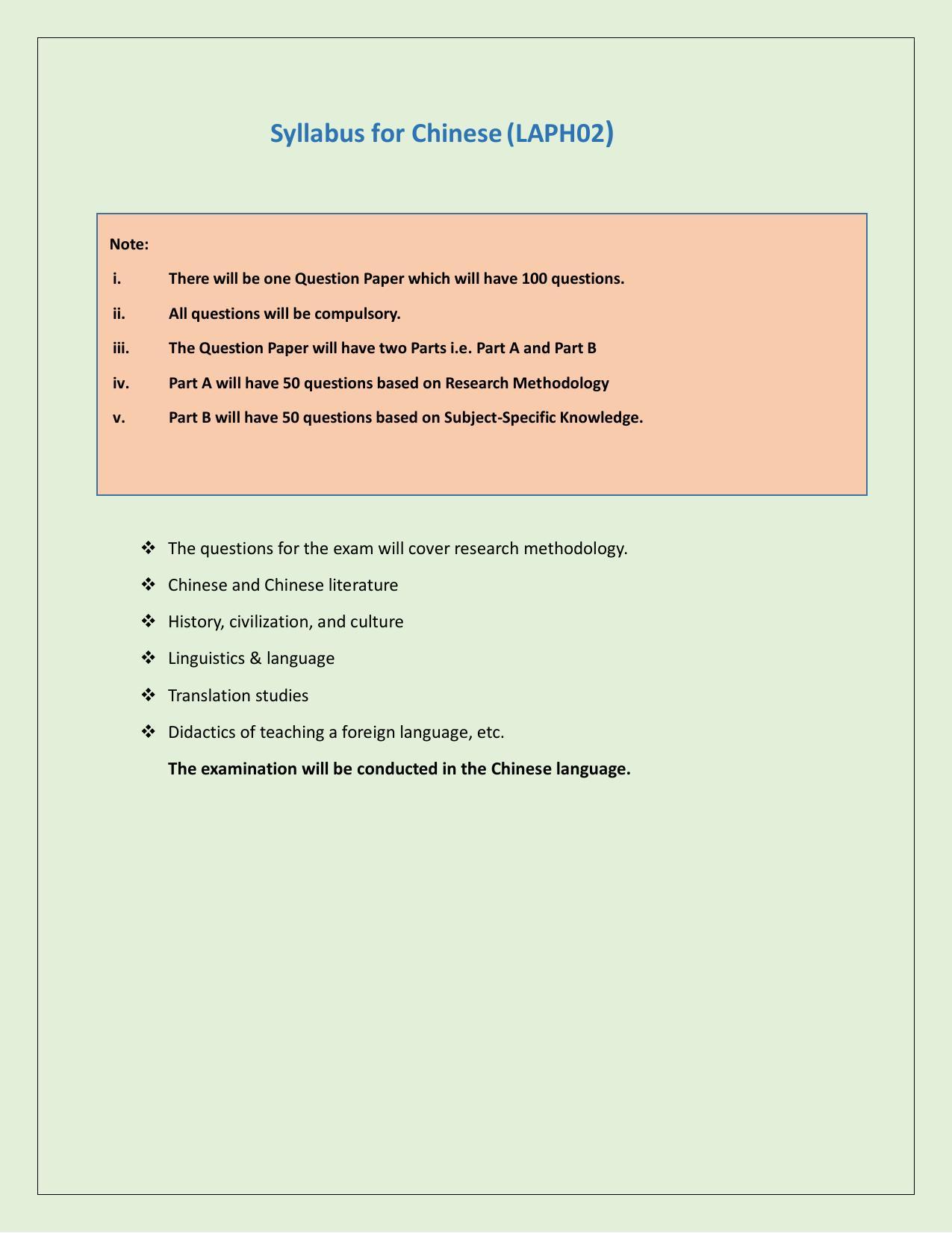 NTA PhD Entrance Exam Chinese Syllabus - Page 1