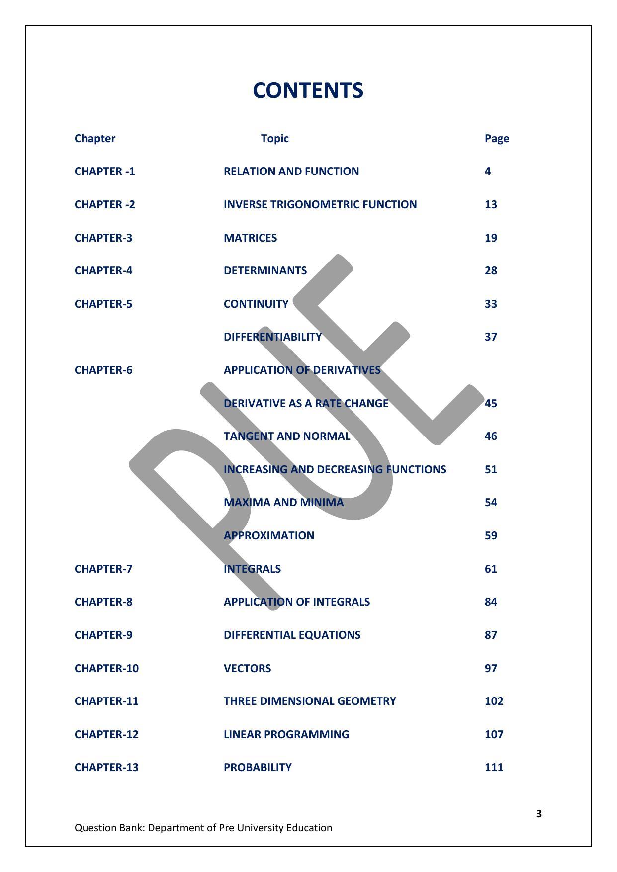 Karnataka 2nd PUC Question Bank for Mathematics - Page 3
