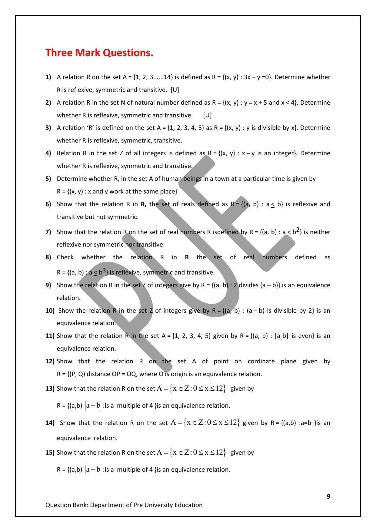 Karnataka 2nd PUC Question Bank for Mathematics - Page 9