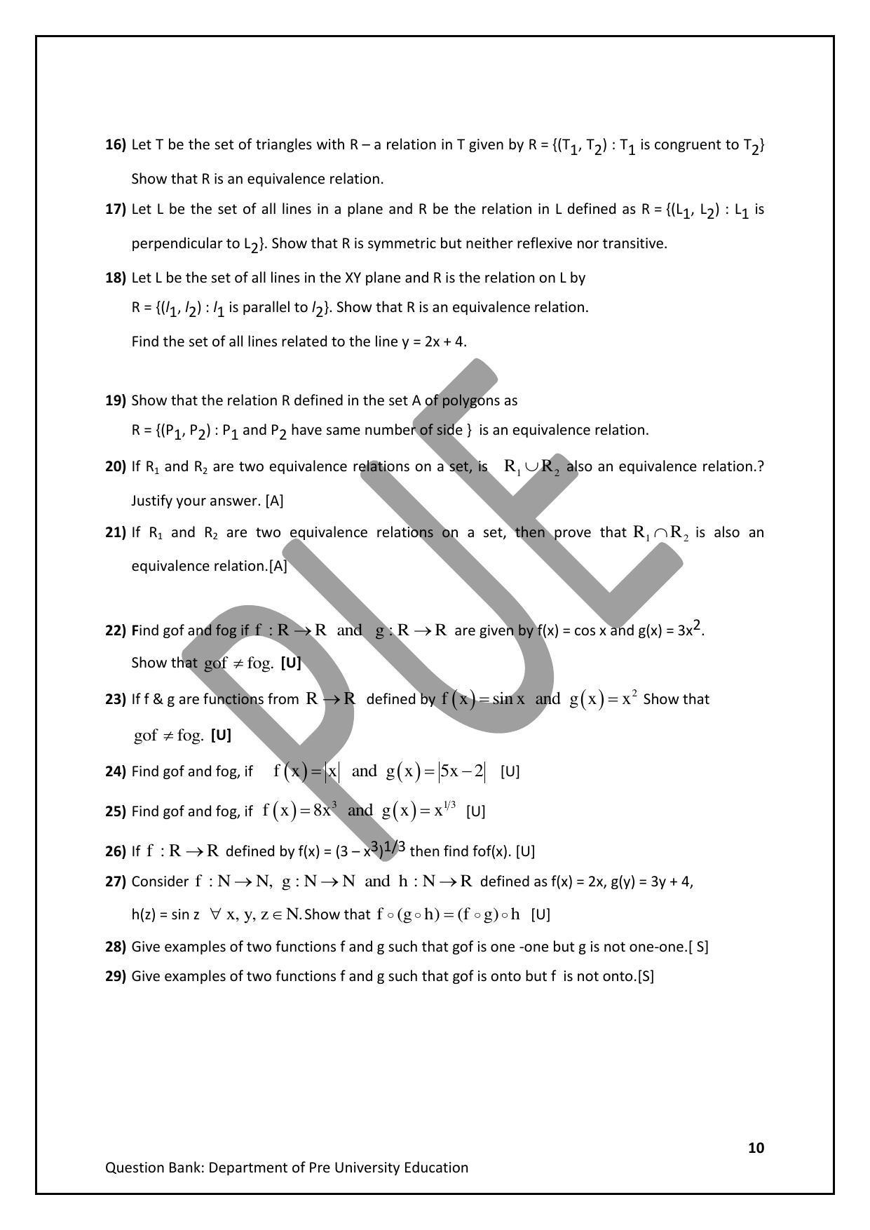 Karnataka 2nd PUC Question Bank for Mathematics - Page 10