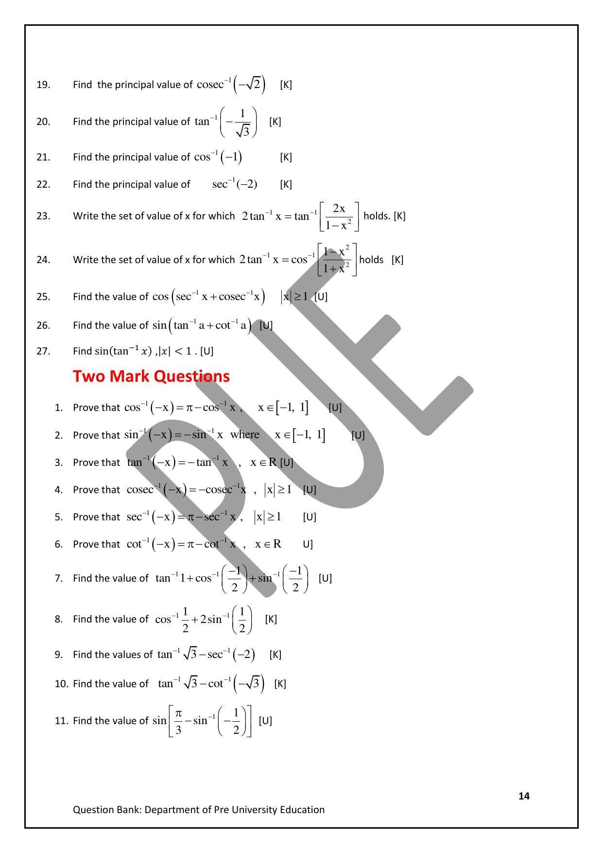 Karnataka 2nd PUC Question Bank for Mathematics - Page 14