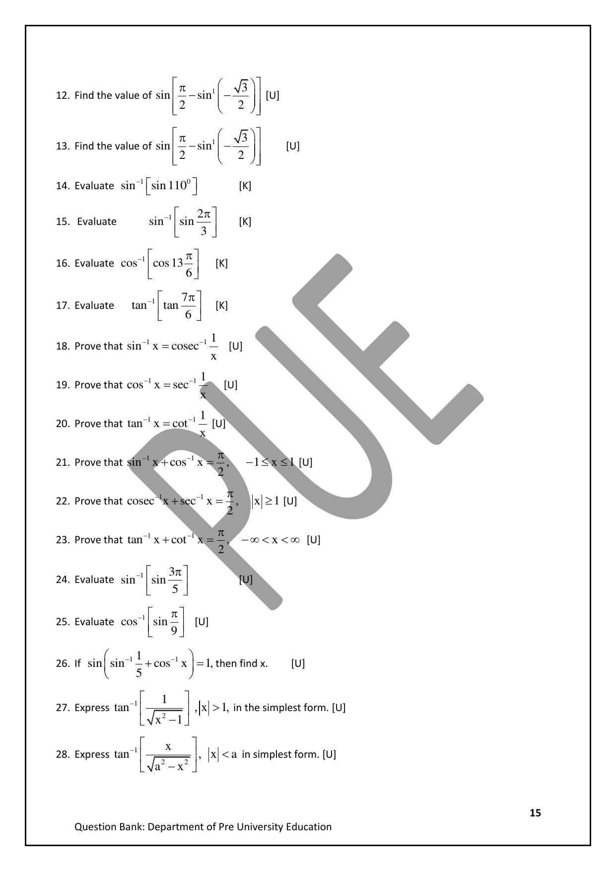 Karnataka 2nd PUC Question Bank for Mathematics - Page 15