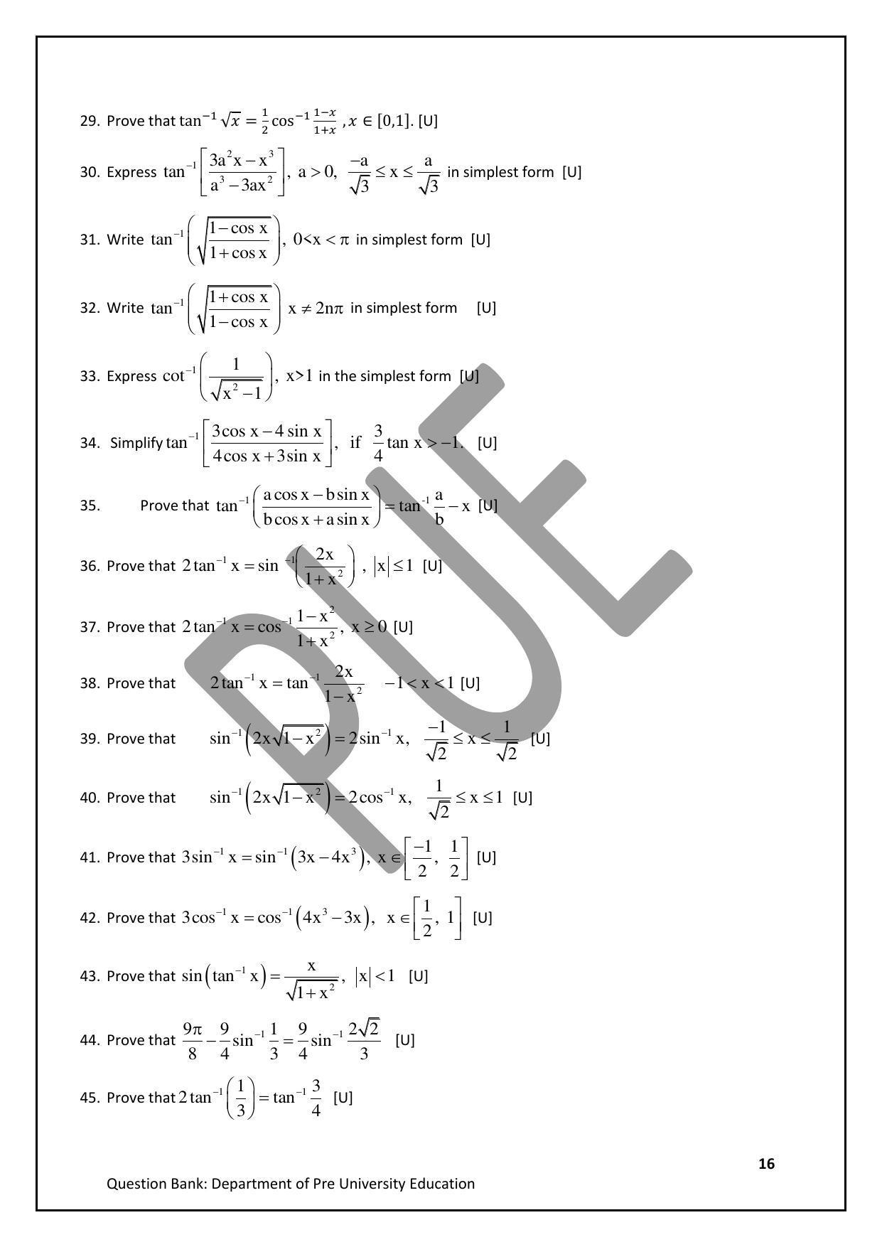 Karnataka 2nd PUC Question Bank for Mathematics - Page 16