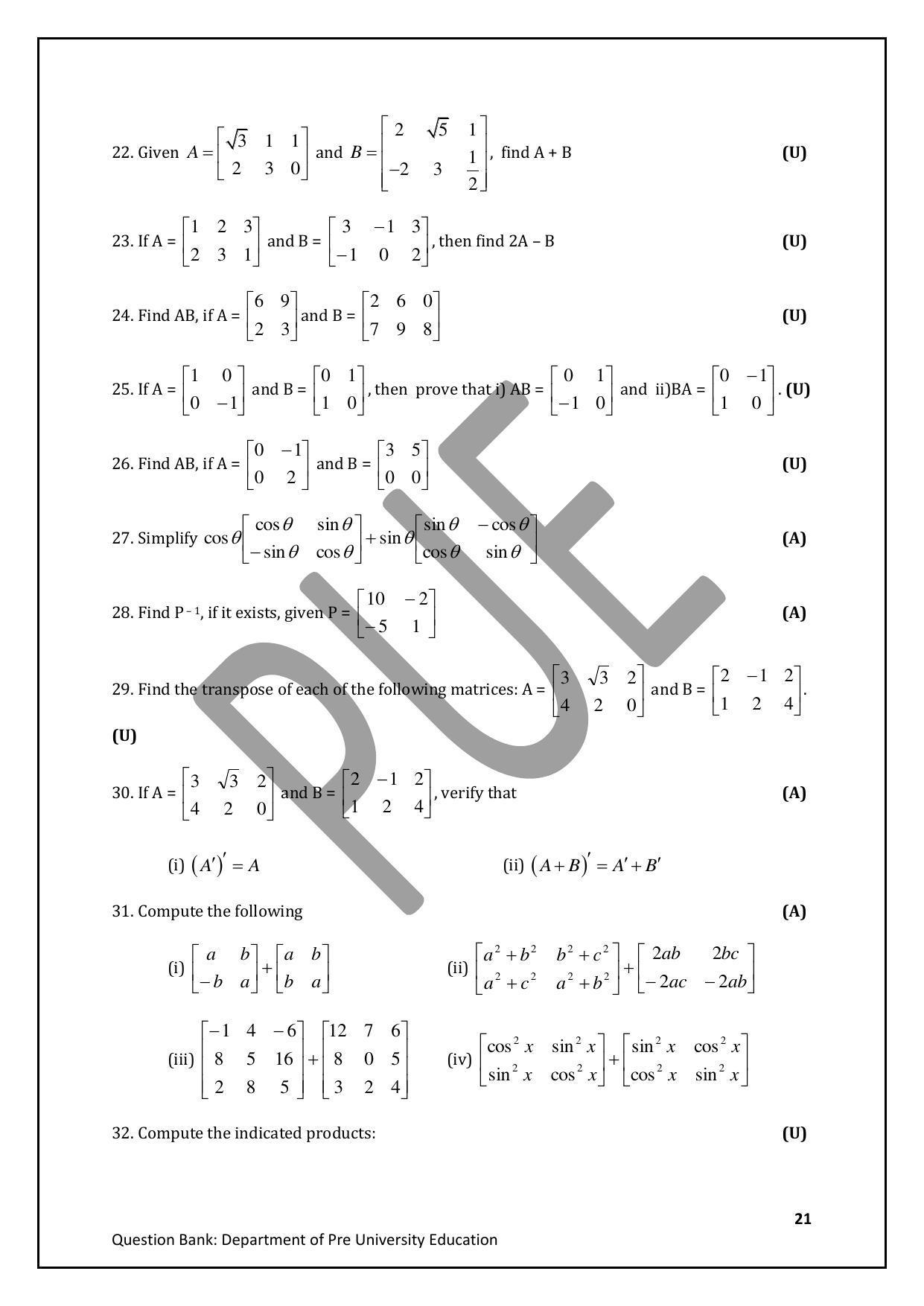 Karnataka 2nd PUC Question Bank for Mathematics - Page 21
