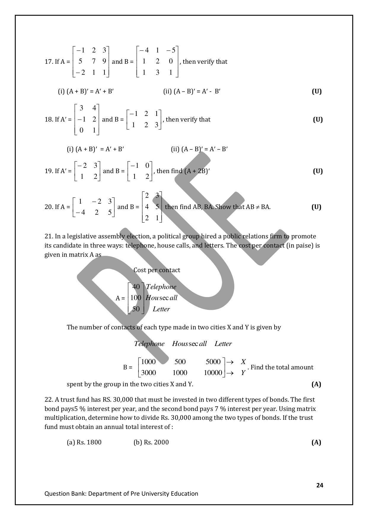 Karnataka 2nd PUC Question Bank for Mathematics - Page 24