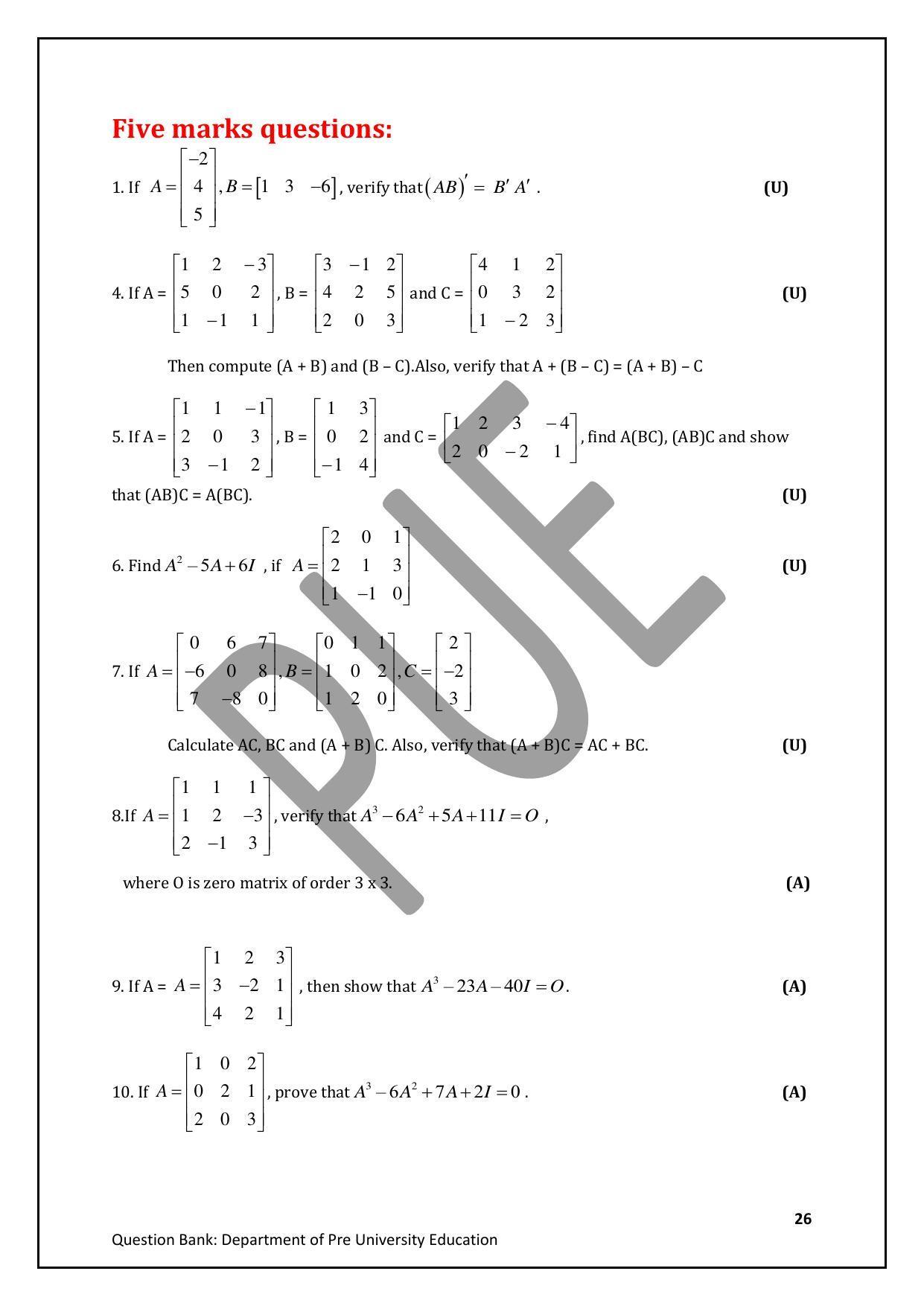 Karnataka 2nd PUC Question Bank for Mathematics - Page 26