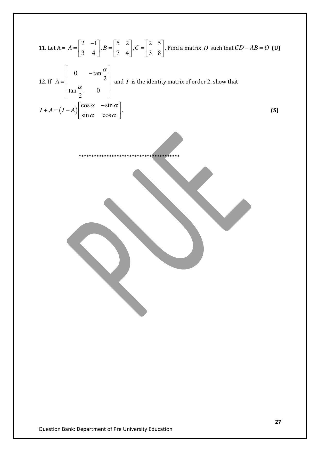 Karnataka 2nd PUC Question Bank for Mathematics - Page 27