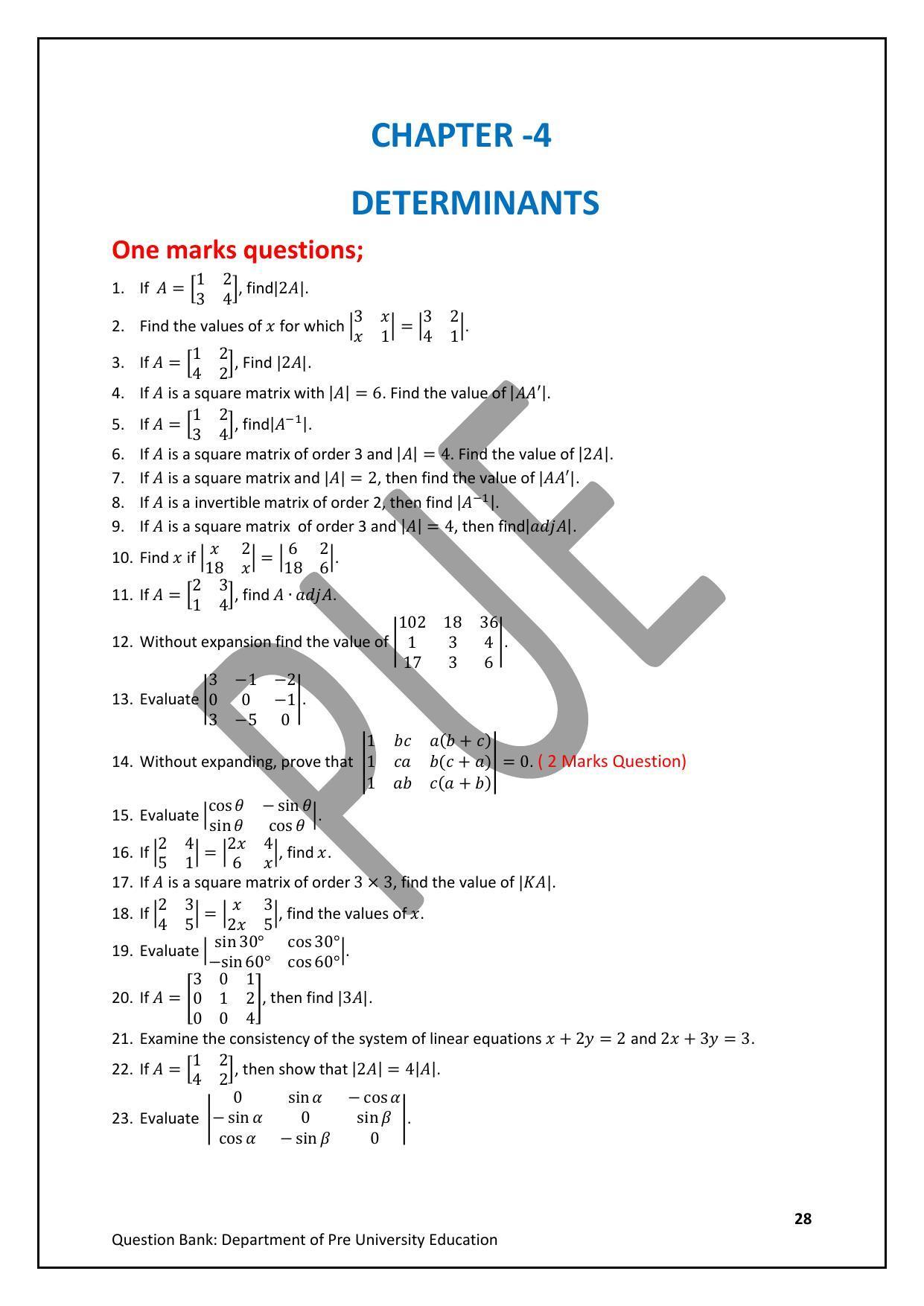 Karnataka 2nd PUC Question Bank for Mathematics - Page 28