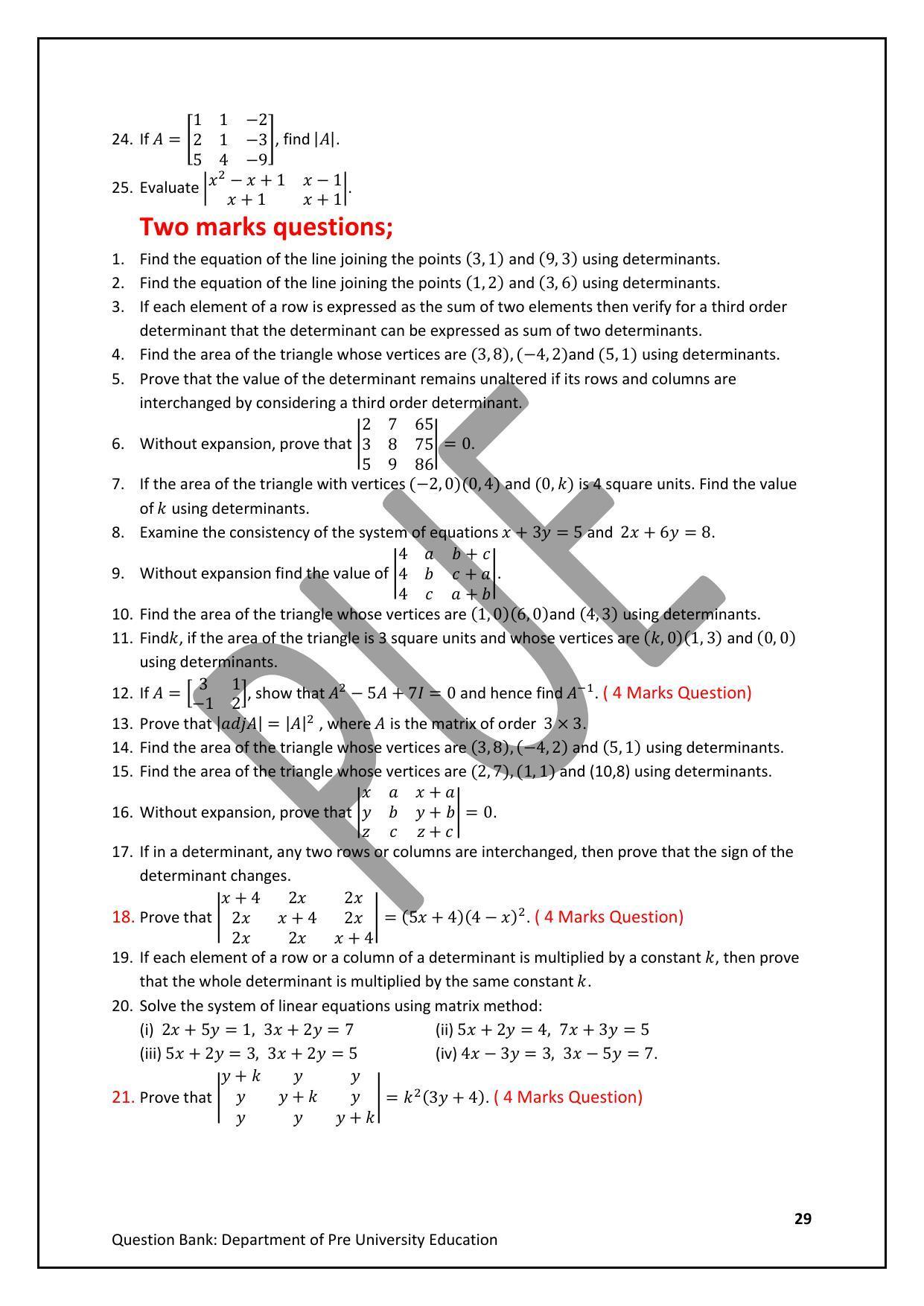 Karnataka 2nd PUC Question Bank for Mathematics - Page 29