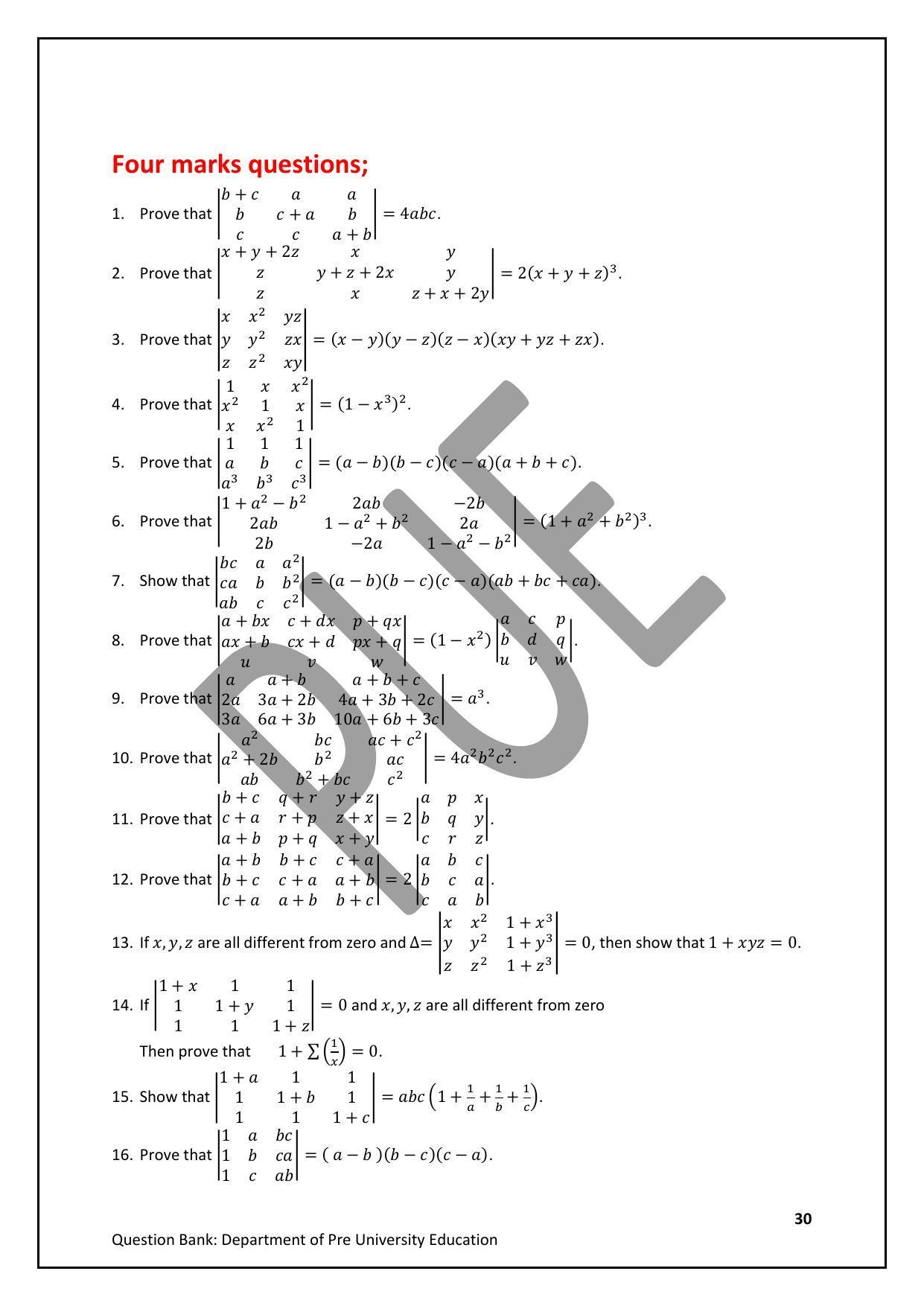 Karnataka 2nd PUC Question Bank for Mathematics - Page 30