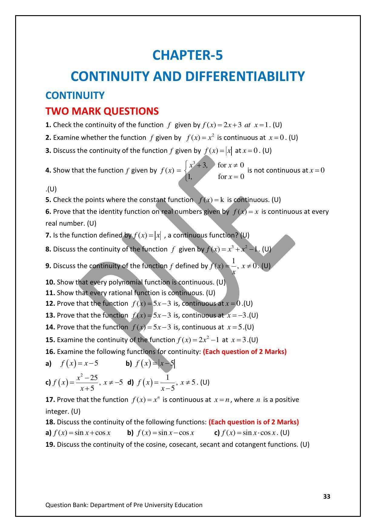 Karnataka 2nd PUC Question Bank for Mathematics - Page 33