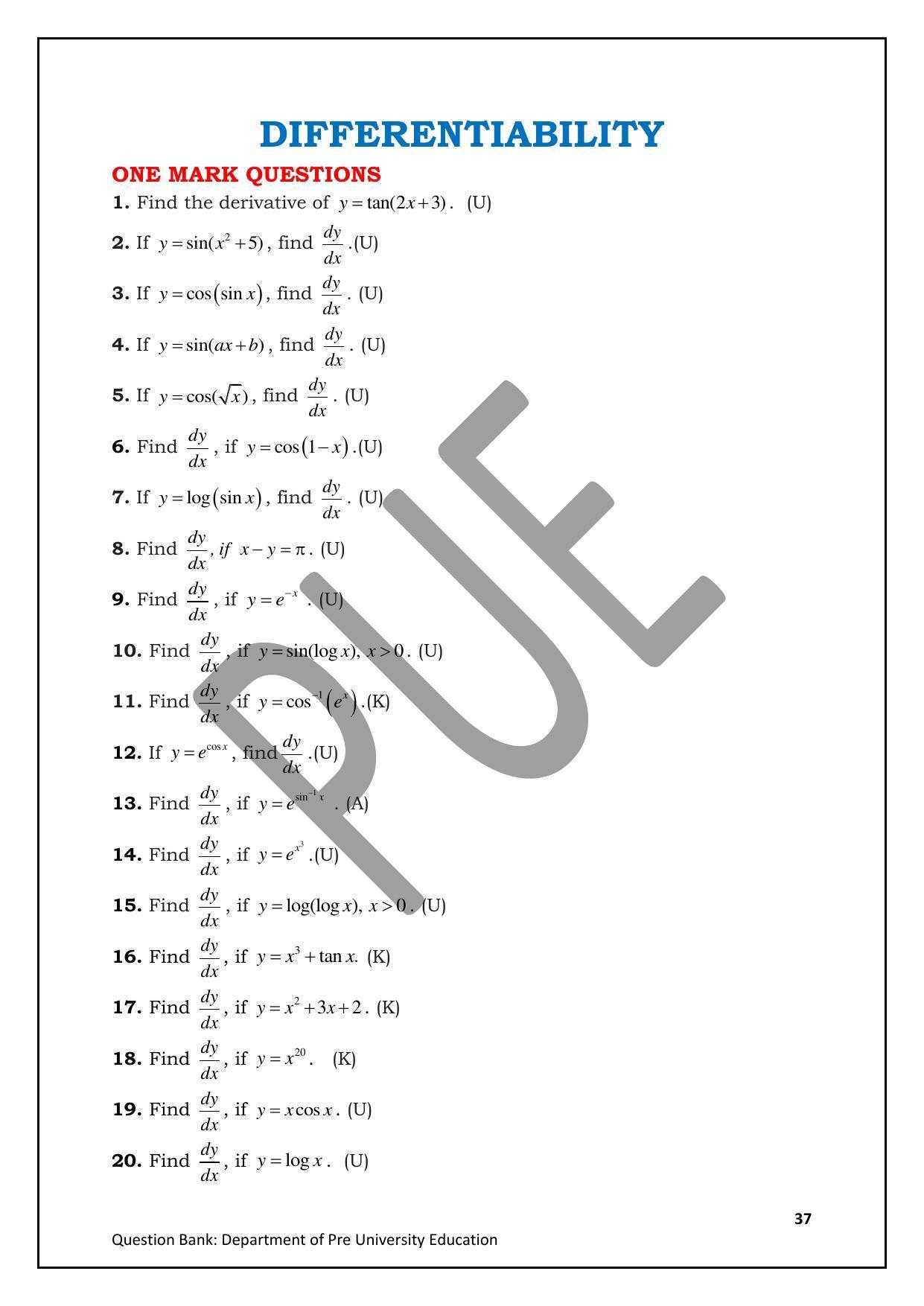 Karnataka 2nd PUC Question Bank for Mathematics - Page 37