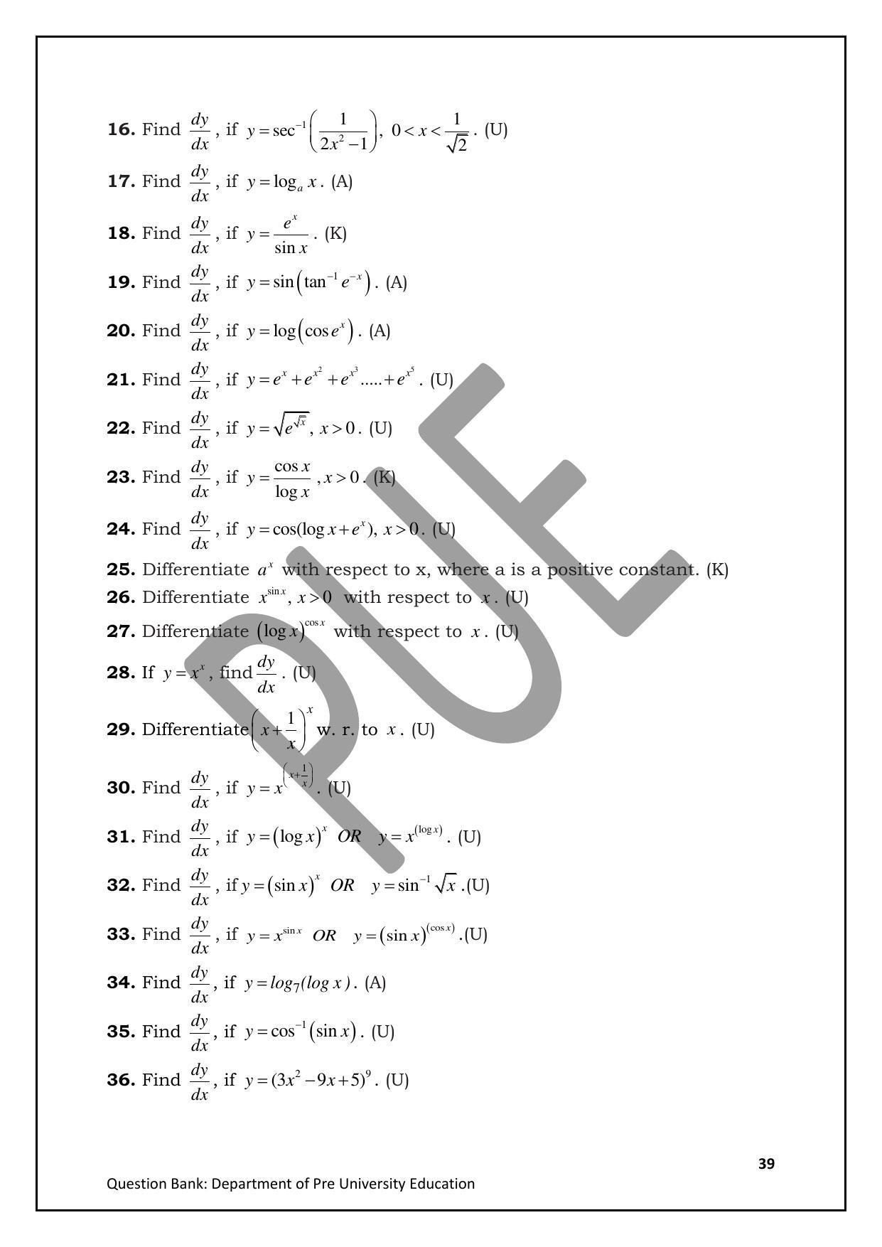 Karnataka 2nd PUC Question Bank for Mathematics - Page 39