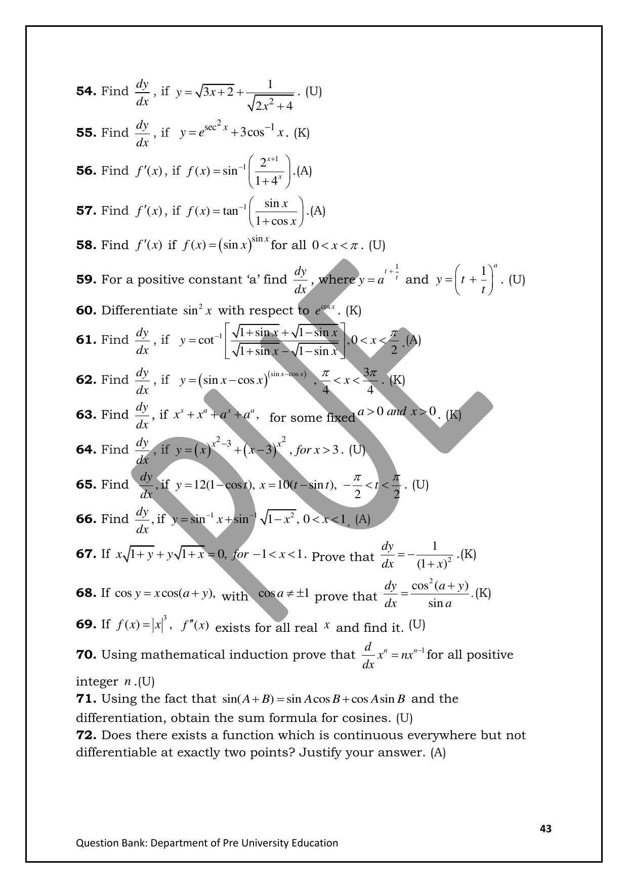 Karnataka 2nd PUC Question Bank for Mathematics - Page 43