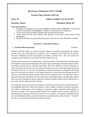 Edudel Class 11 English Practice Papers-1 (2023-24)