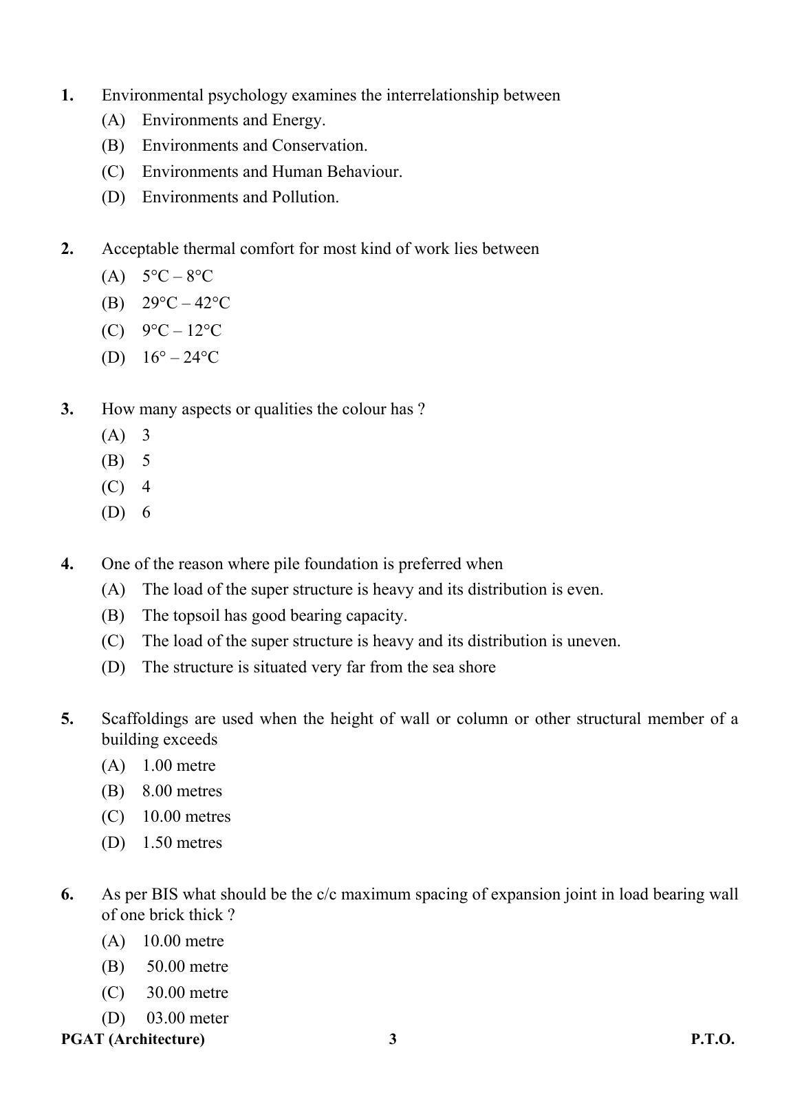 OJEE PGAT 2013 Architecture Question Paper - Page 2