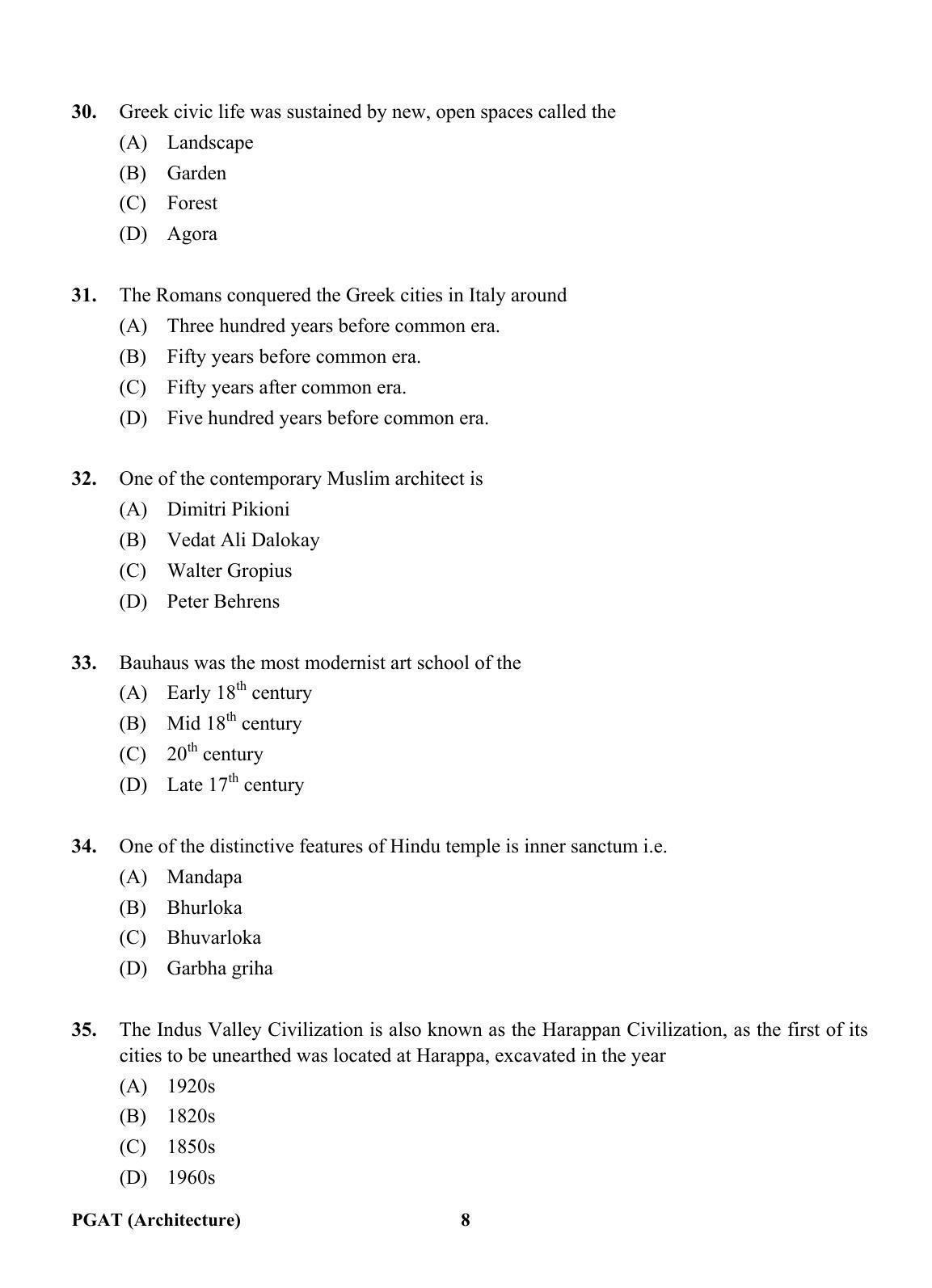 OJEE PGAT 2013 Architecture Question Paper - Page 7