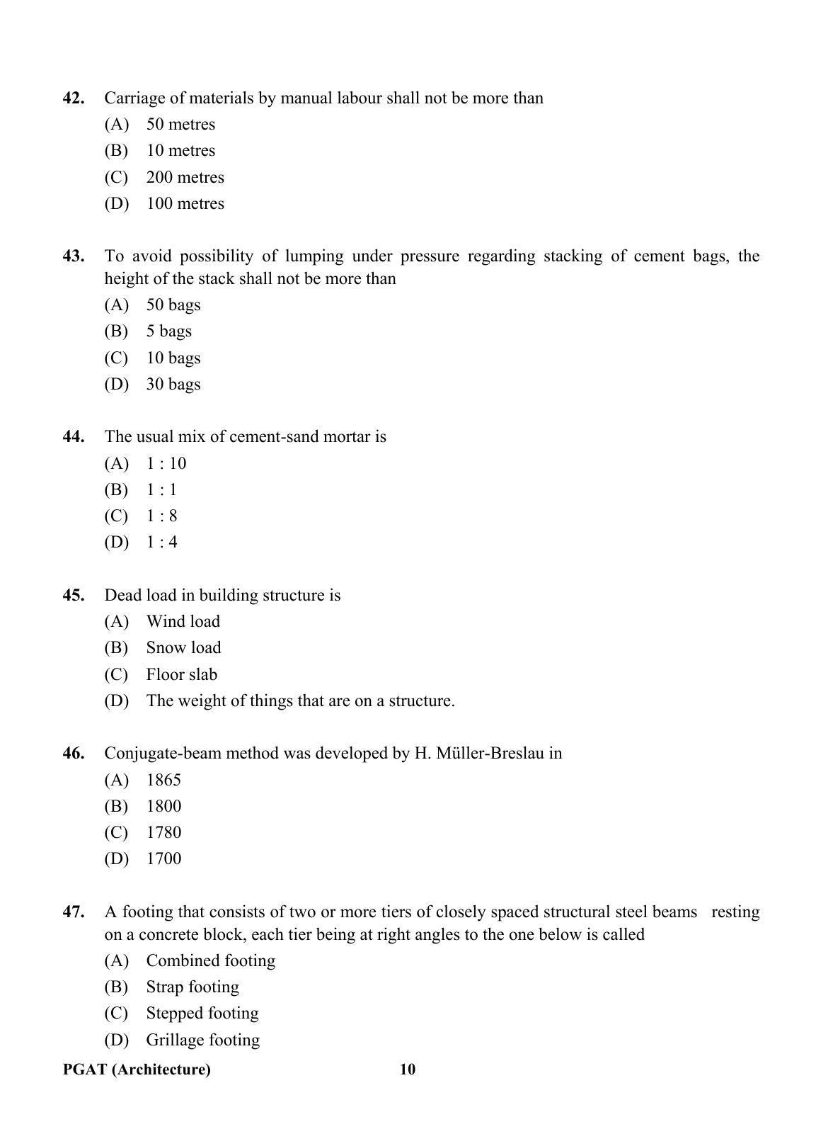 OJEE PGAT 2013 Architecture Question Paper - Page 9