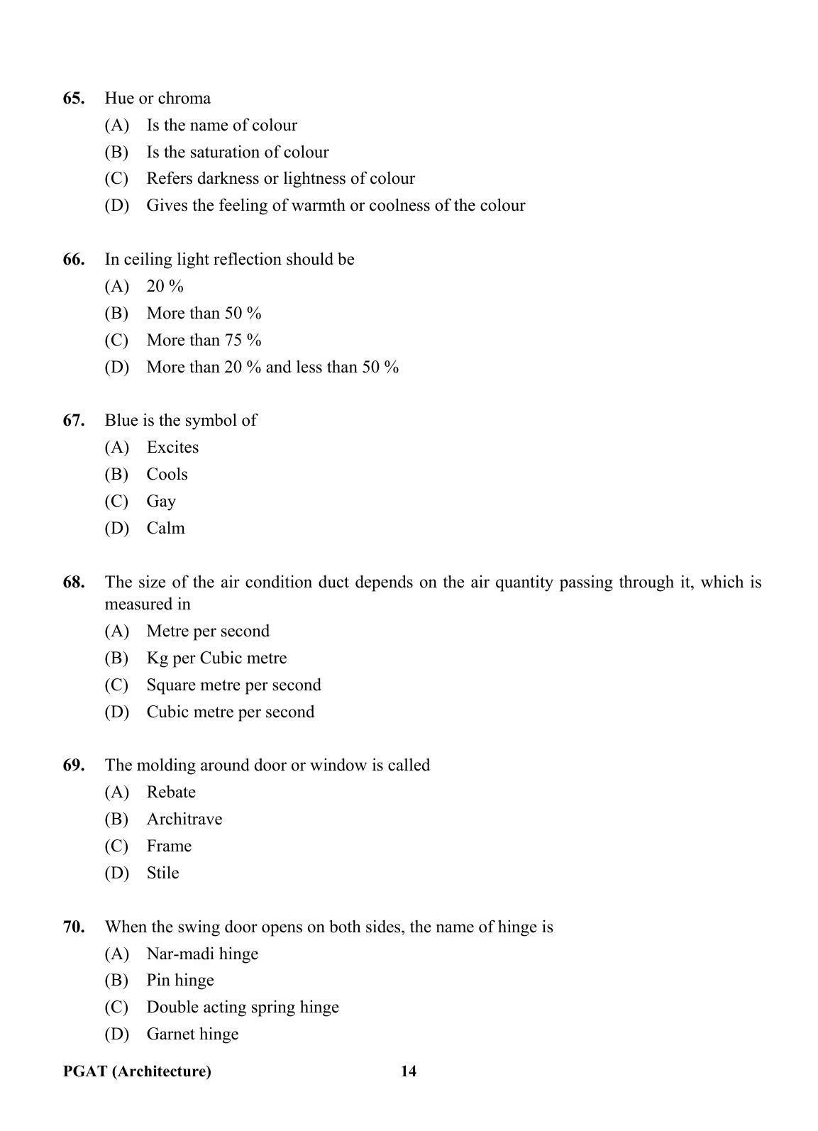 OJEE PGAT 2013 Architecture Question Paper - Page 13