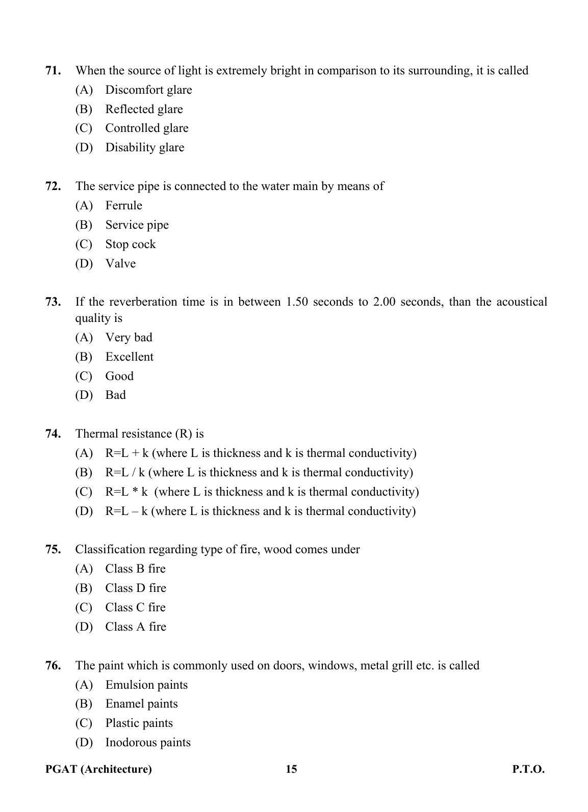 OJEE PGAT 2013 Architecture Question Paper - Page 14