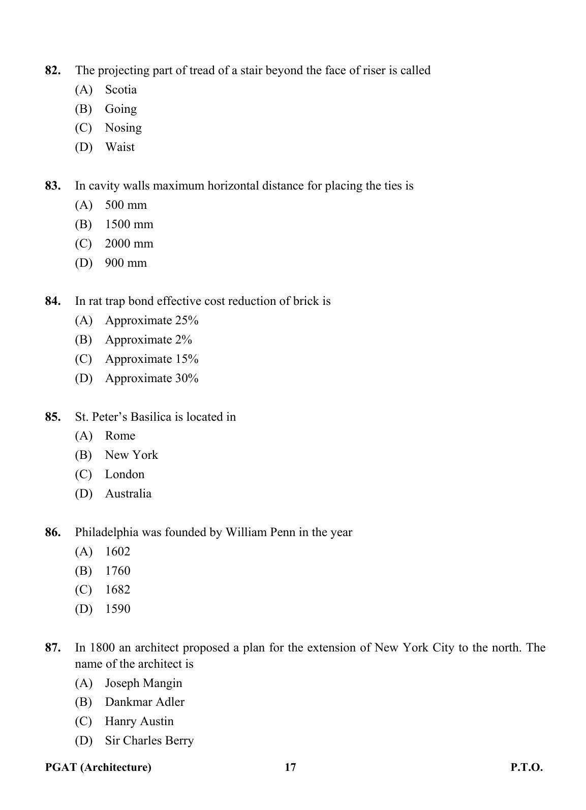 OJEE PGAT 2013 Architecture Question Paper - Page 16