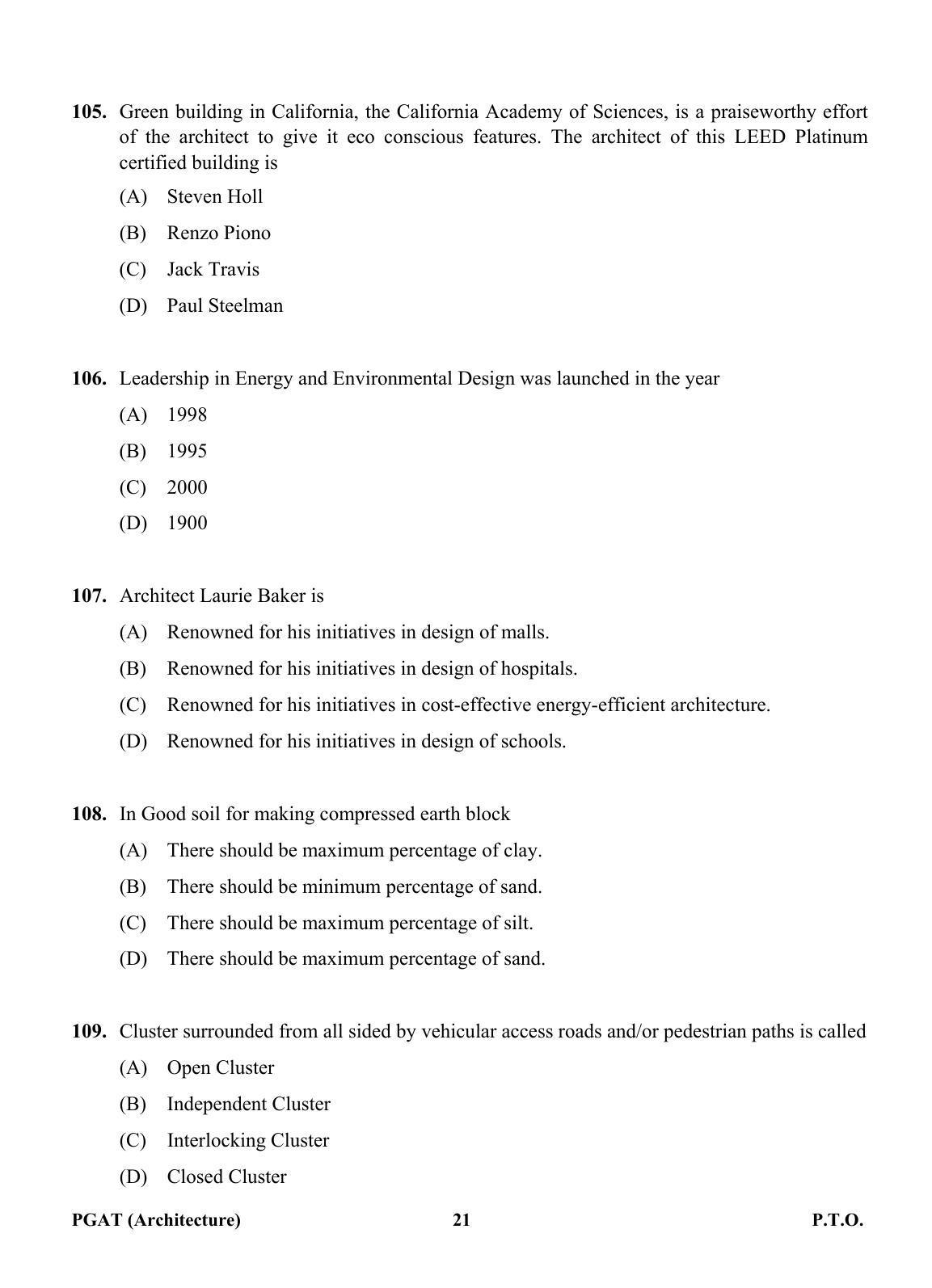 OJEE PGAT 2013 Architecture Question Paper - Page 20