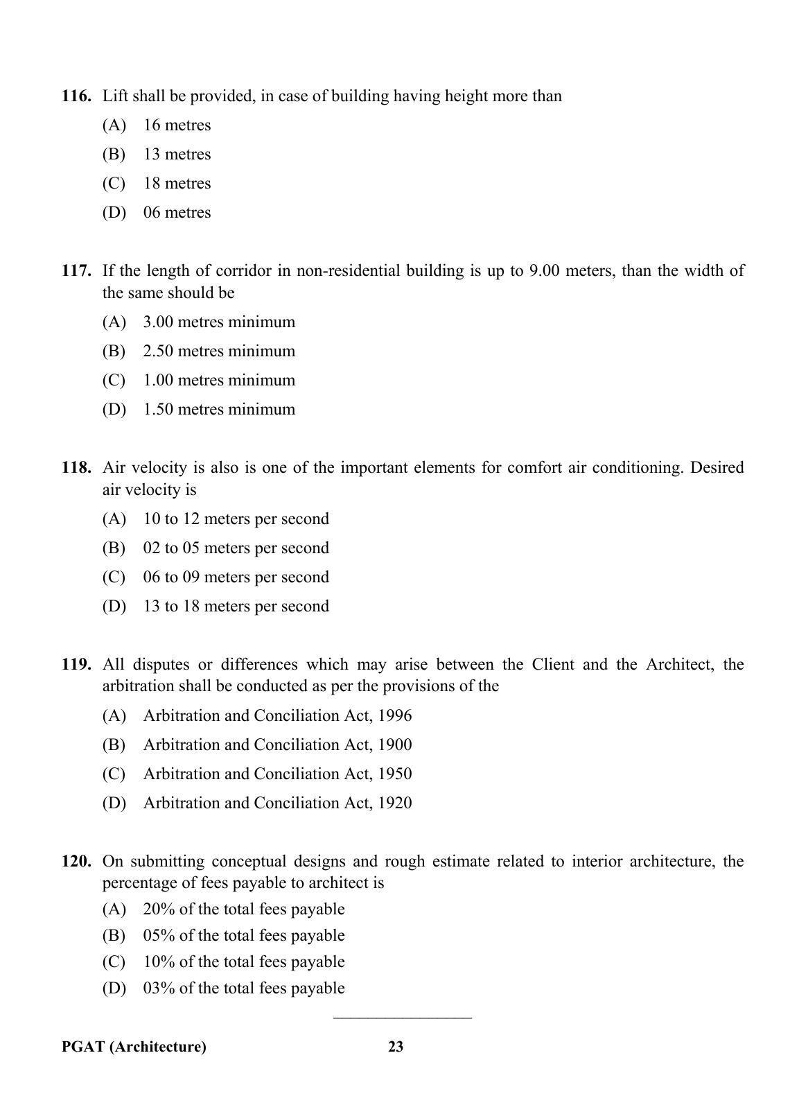 OJEE PGAT 2013 Architecture Question Paper - Page 22