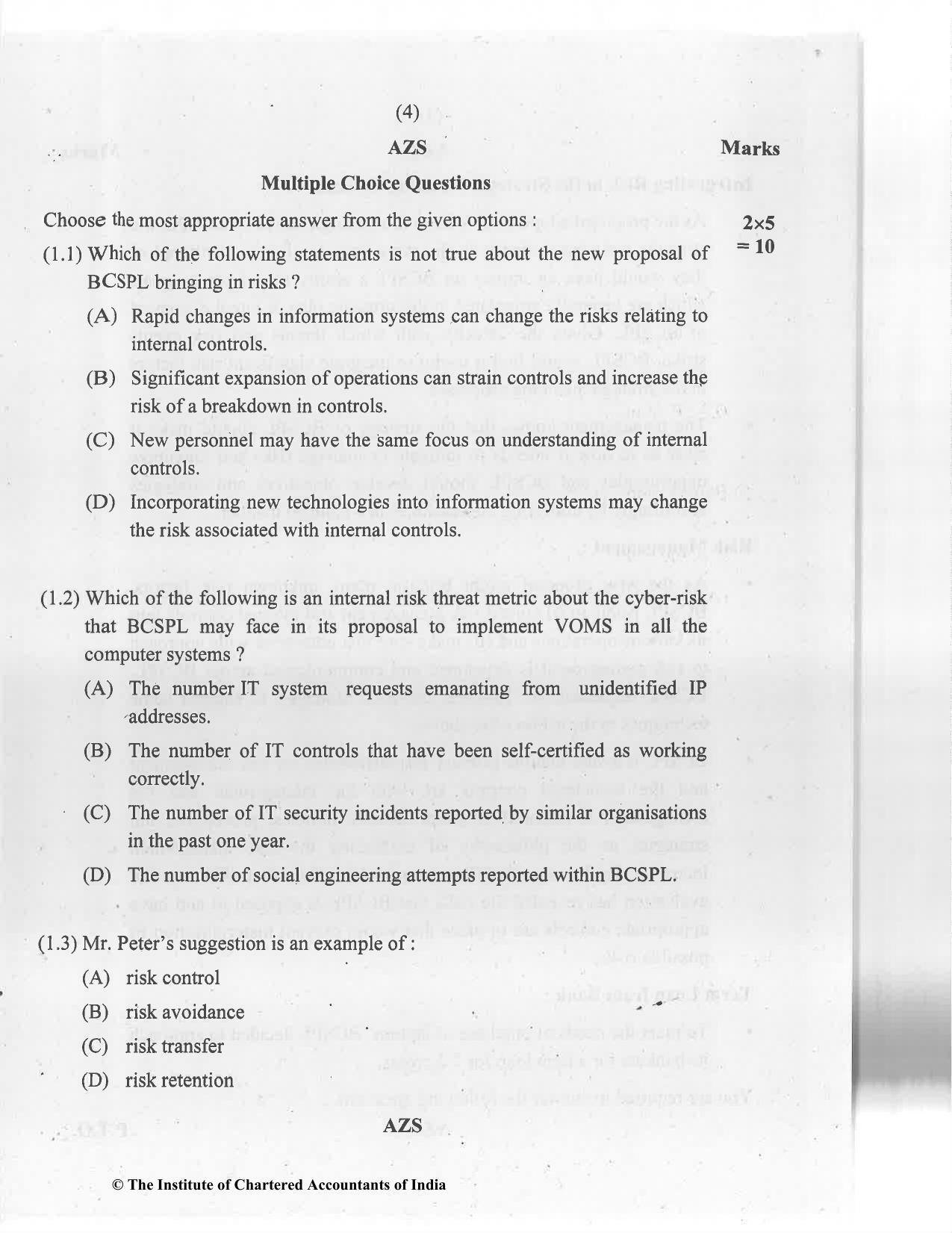 CA Final Jan 2021 Question Paper - Paper 6A – Risk Management - Page 4