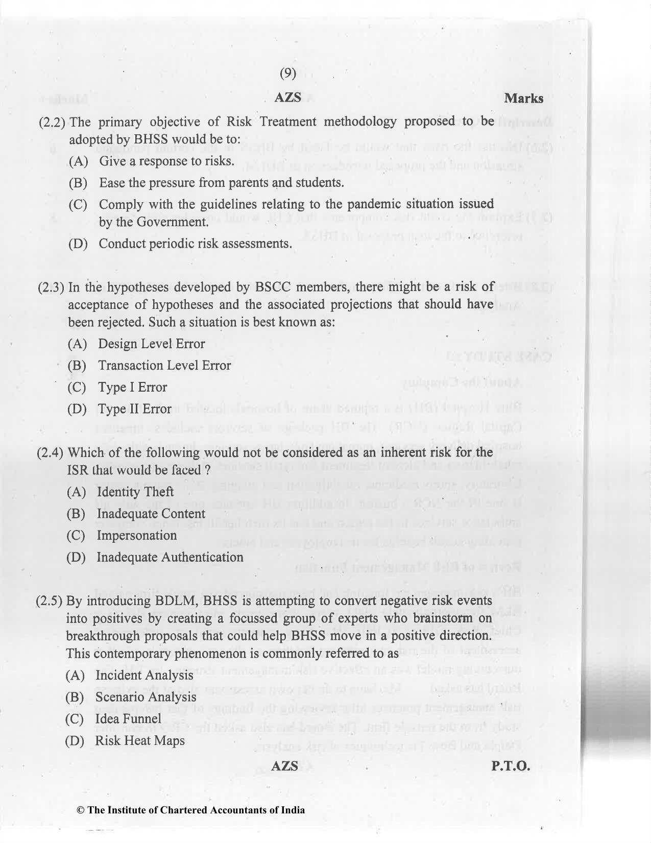 CA Final Jan 2021 Question Paper - Paper 6A – Risk Management - Page 9