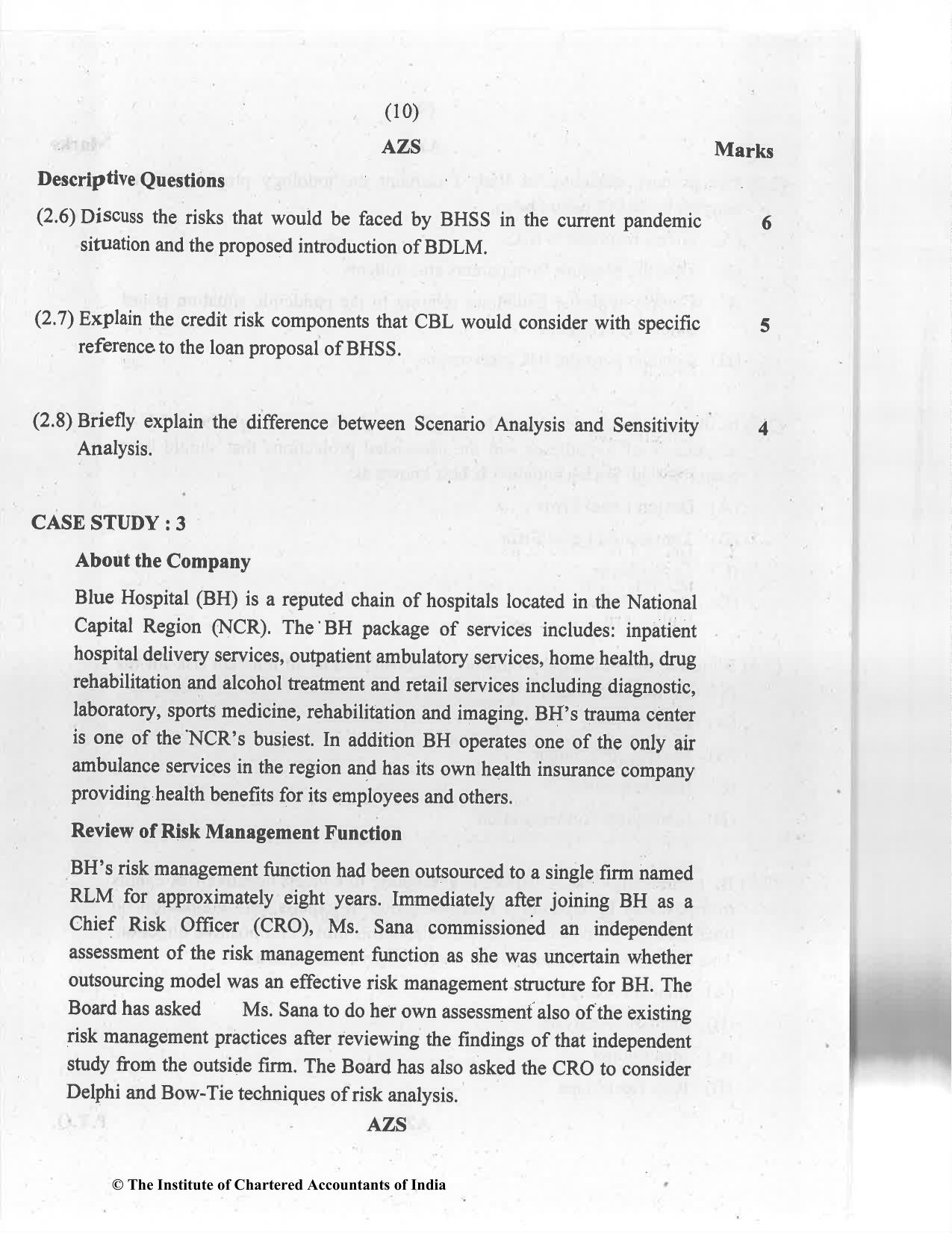 CA Final Jan 2021 Question Paper - Paper 6A – Risk Management - Page 10