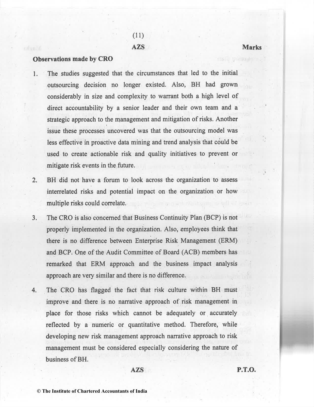 CA Final Jan 2021 Question Paper - Paper 6A – Risk Management - Page 11