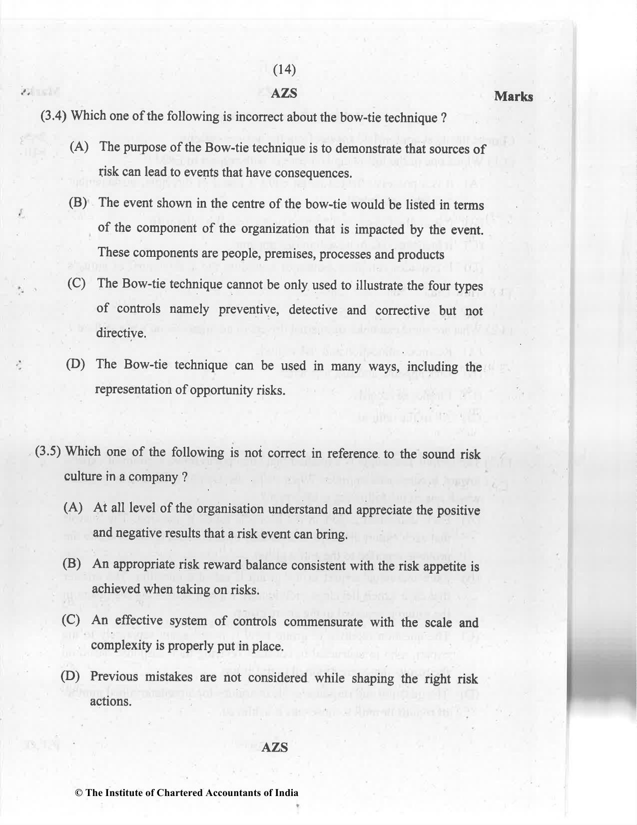 CA Final Jan 2021 Question Paper - Paper 6A – Risk Management - Page 14