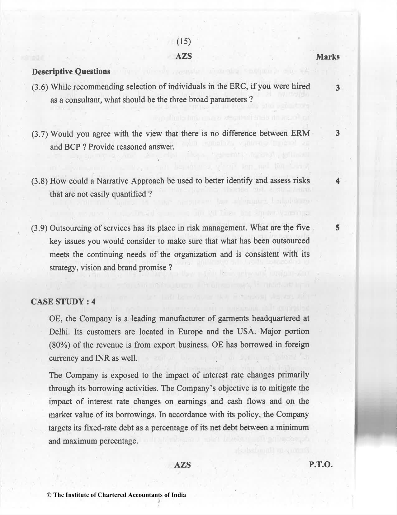 CA Final Jan 2021 Question Paper - Paper 6A – Risk Management - Page 15